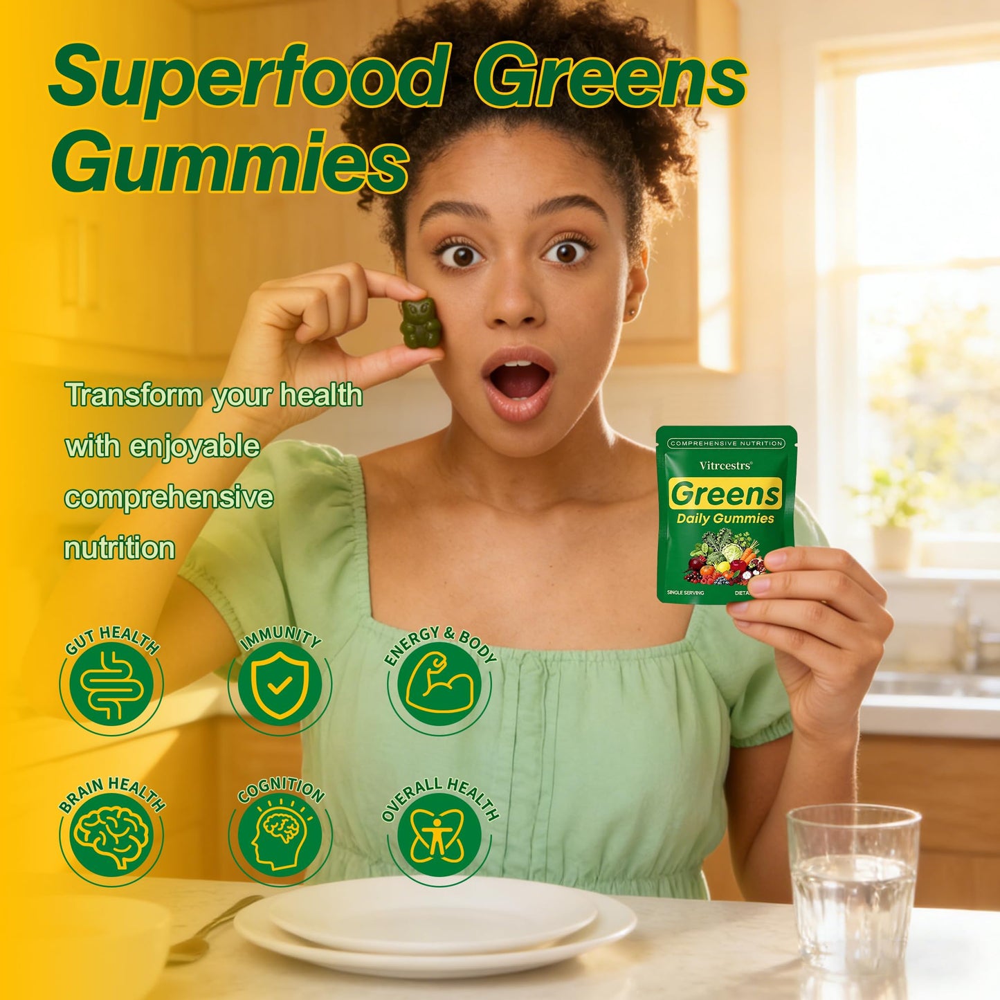 Vitrcestrs Greens Daily Gummies Gummy, 240 Count