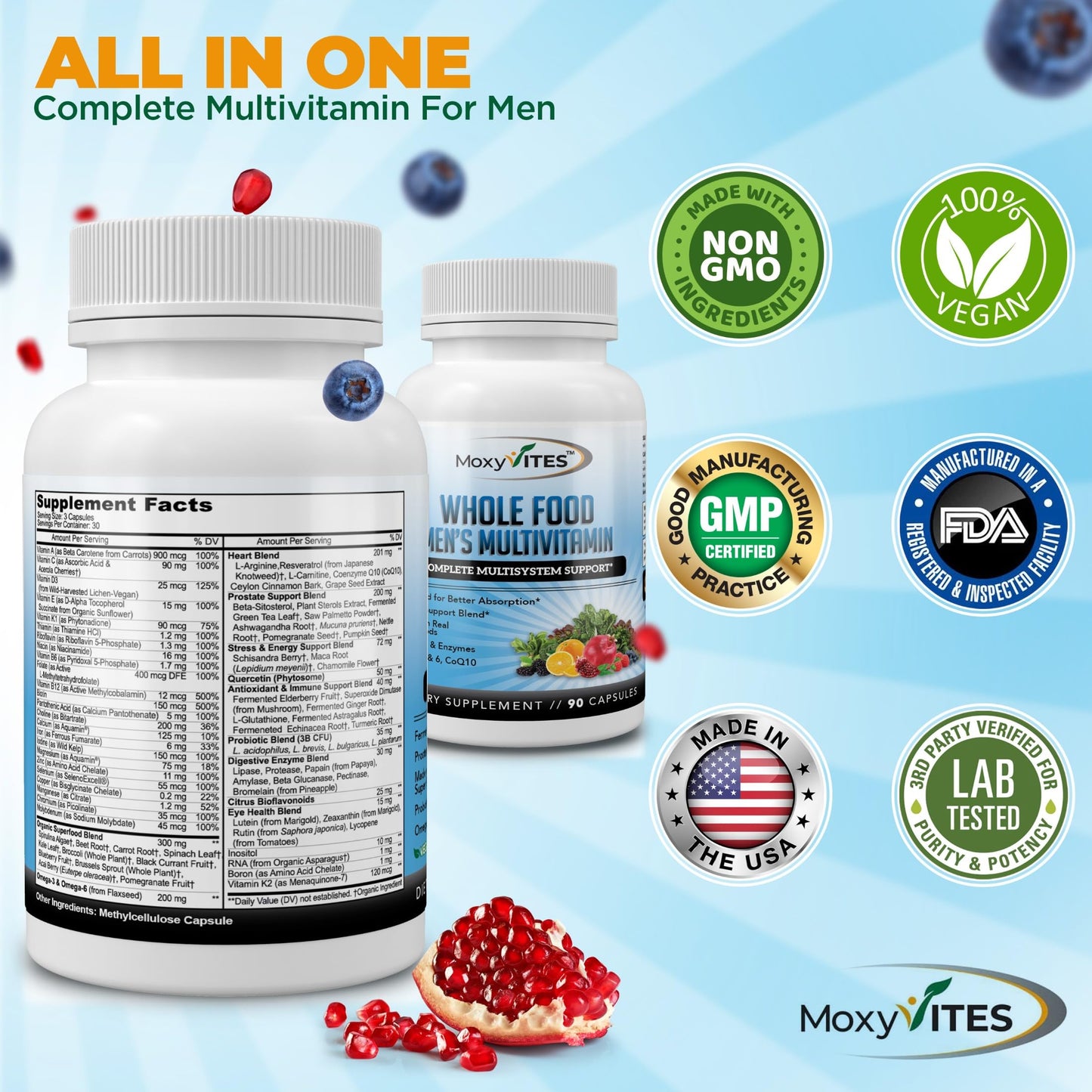 MoxyVites Methylated Mens Multivitamins Capsules, 90 Count
