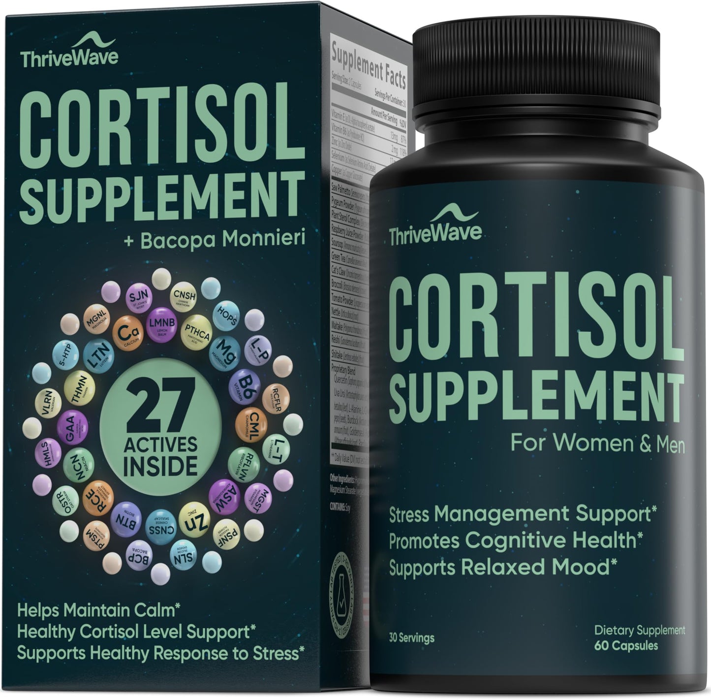 ThriveWave Cortisol Support Capsules 60 Count