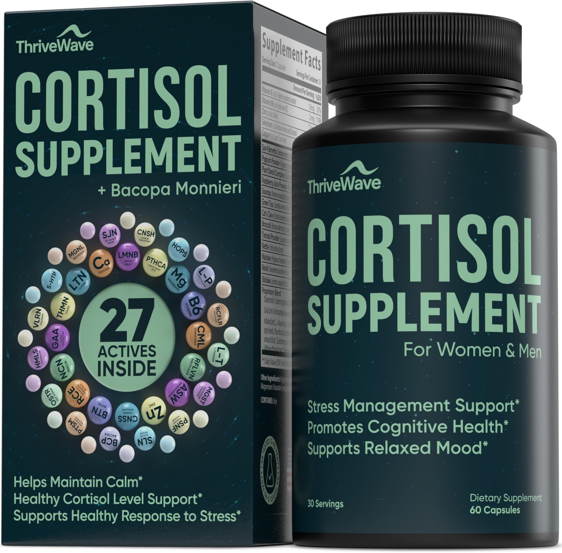 ThriveWave Cortisol Support Capsules 60 Count