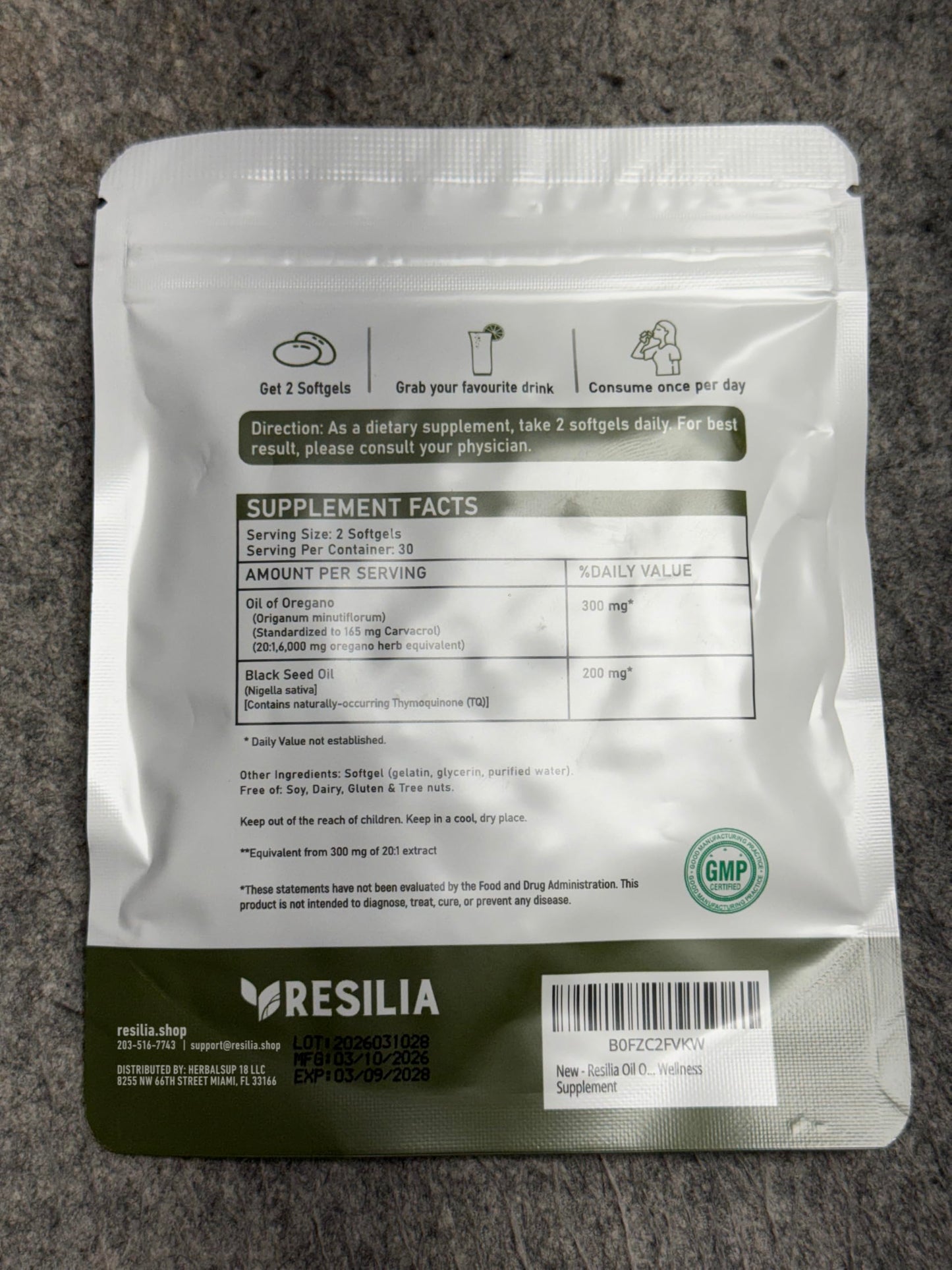 Resilia Oil Of Oregano 60 Capsules