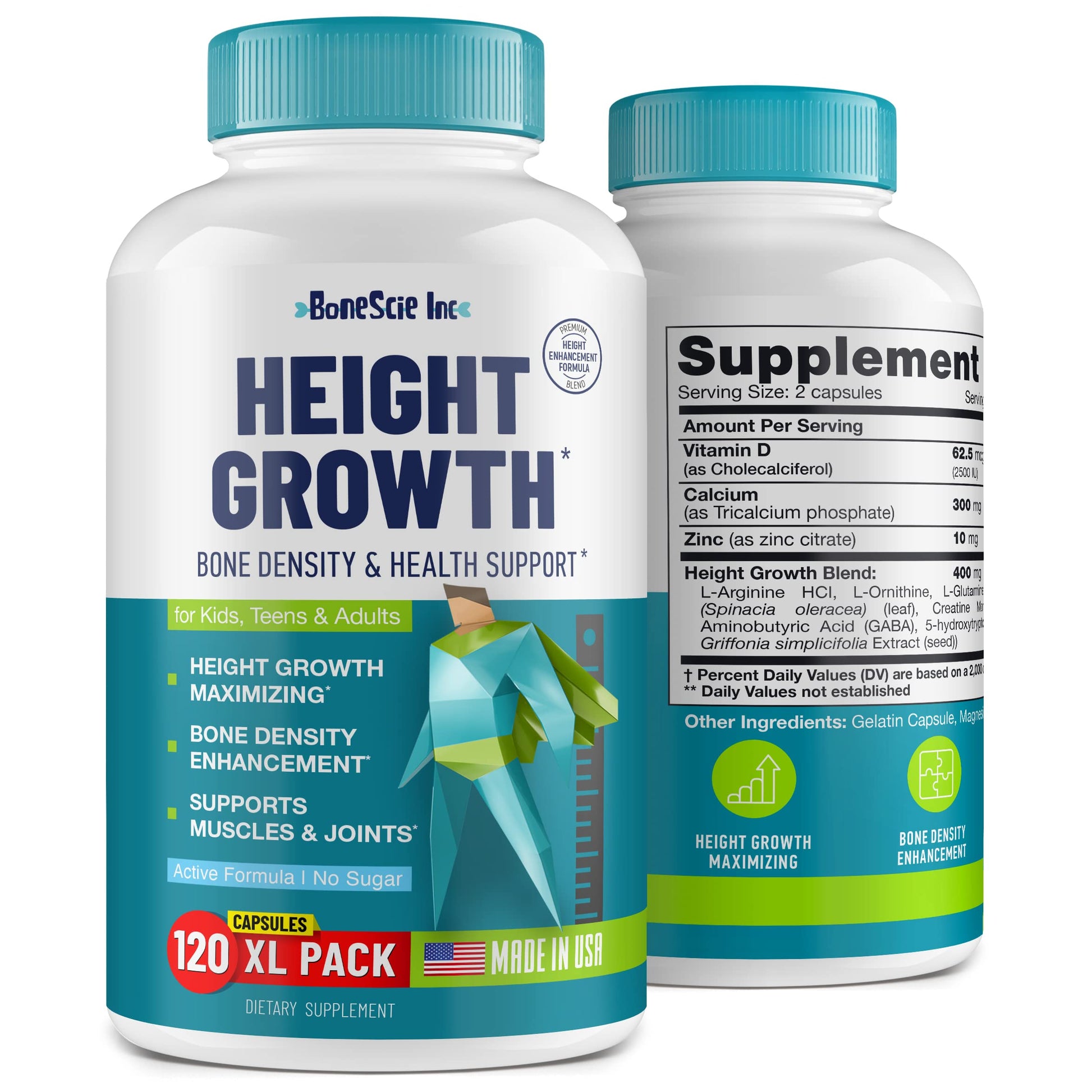 BONESCIE INC Height Growth Maximizer Capsule for Kids & Teens 120 Count