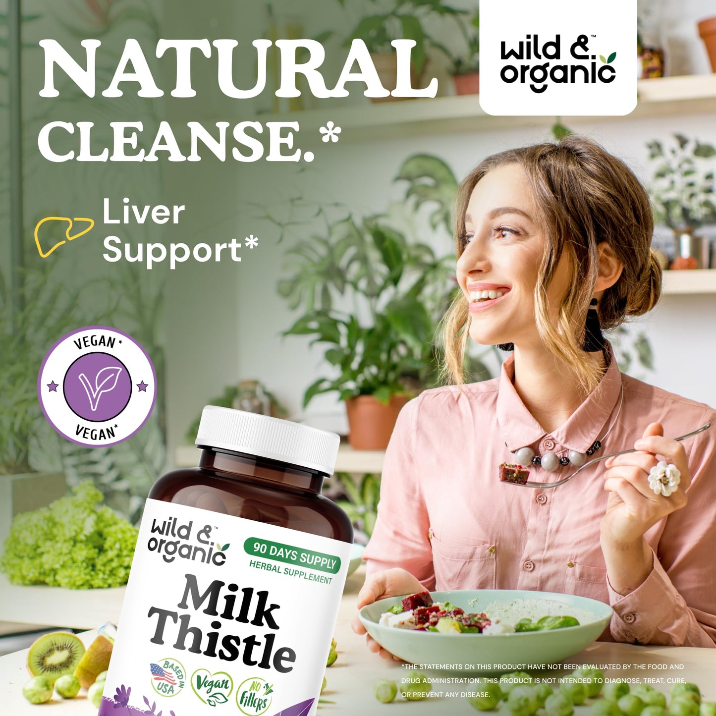 Wild & Organic Milk Thistle 1000mg Capsules, 180 Count