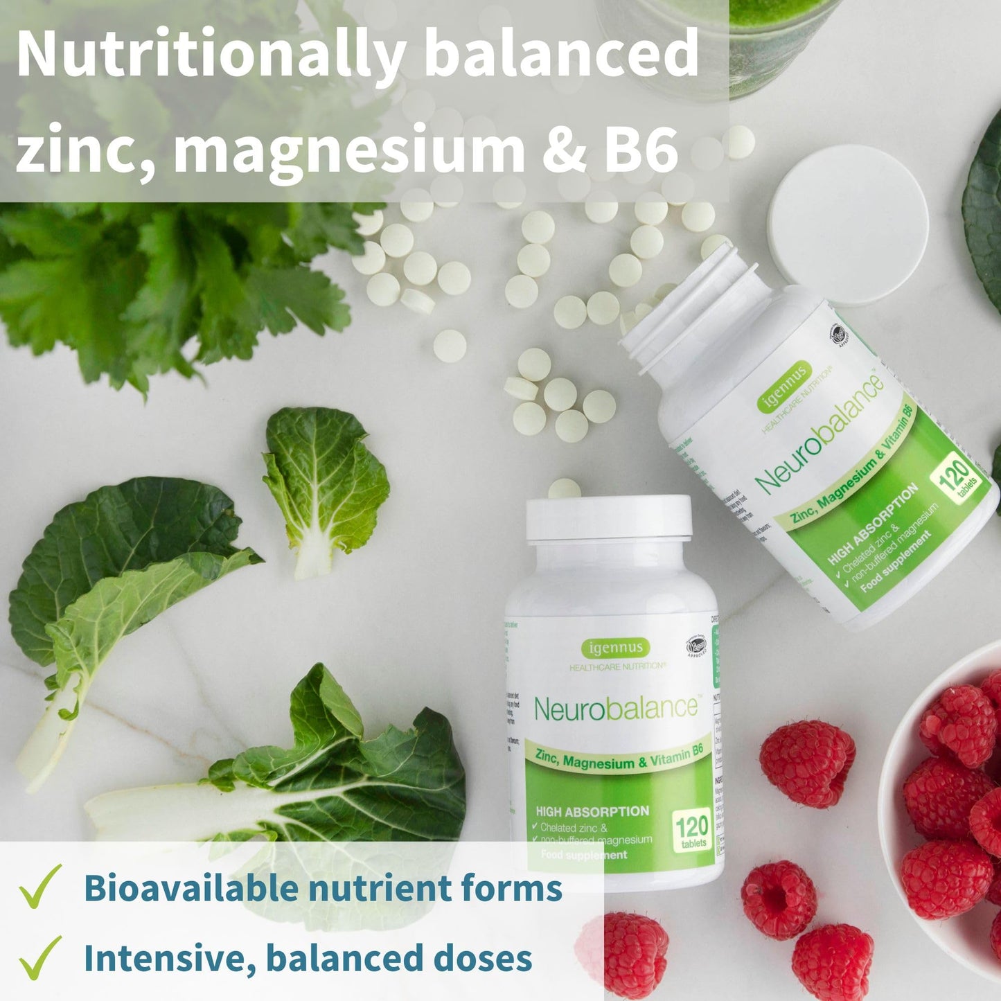 Igennus Healthcare Nutrition Neurobalance + Multivitamin & Minerals for Men Vegan Bundle, High Absorption Zinc, Magnesium & B6 Supplement + Sustained Release Multivitamin Tablet, 2 Tablets