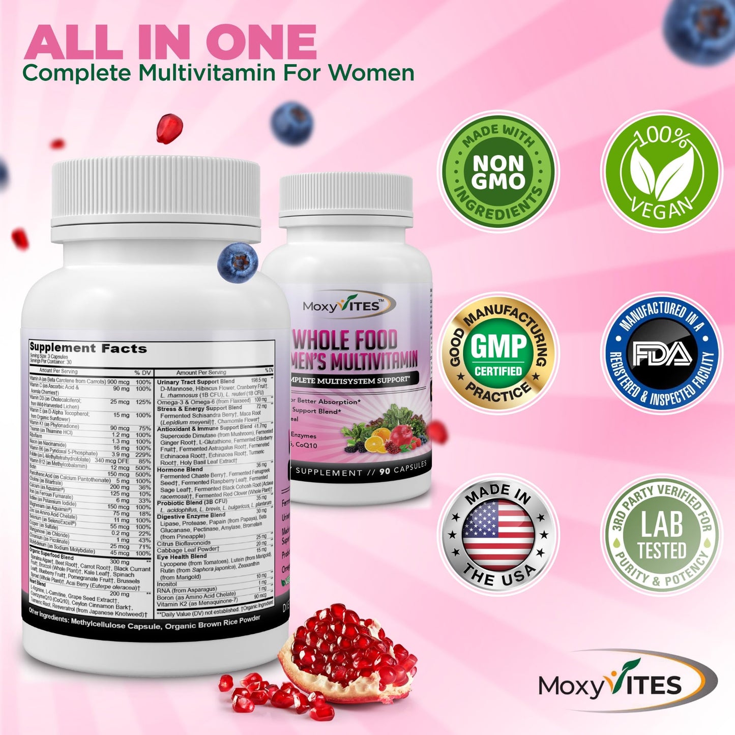 MoxyVites Methylated Multivitamin for Women With Iron 90 Capsules