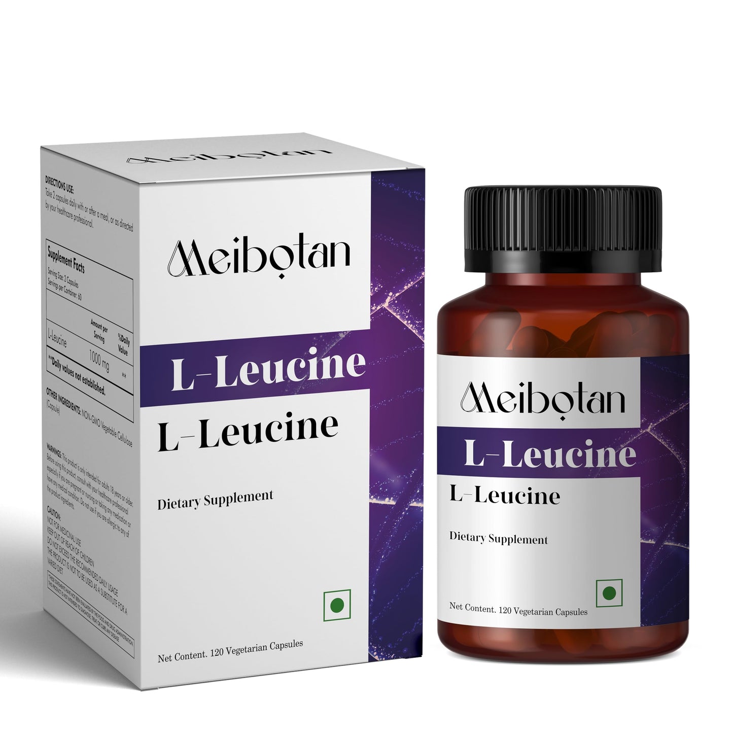 MEIBOTAN 100% Pure L-Leucine 2000mg Capsule, 120 Count
