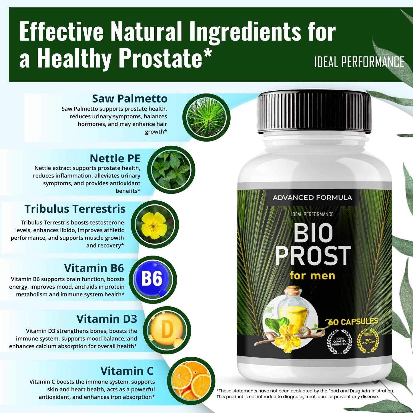Ideal Performance Bioprost Prostate Health Capsules, 120 Capsules