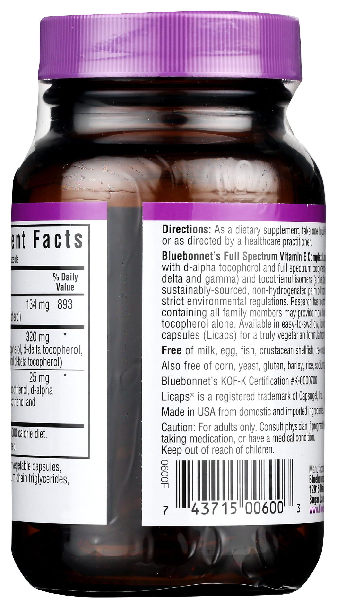 BlueBonnet Full Spectrum Natural Vitamin E Complex Capsules, 30 Count