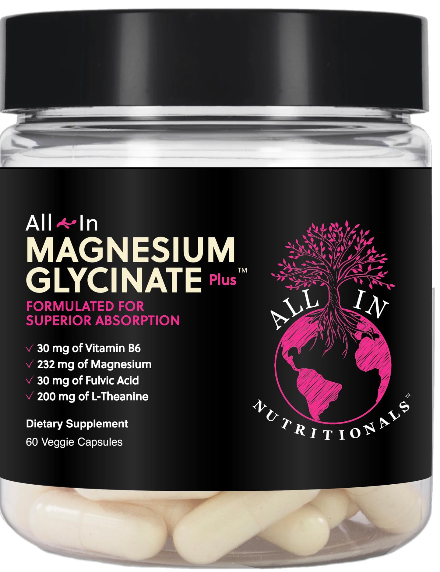 All In Nutritionals Magnesium Glycinate Capsules, 60 Count