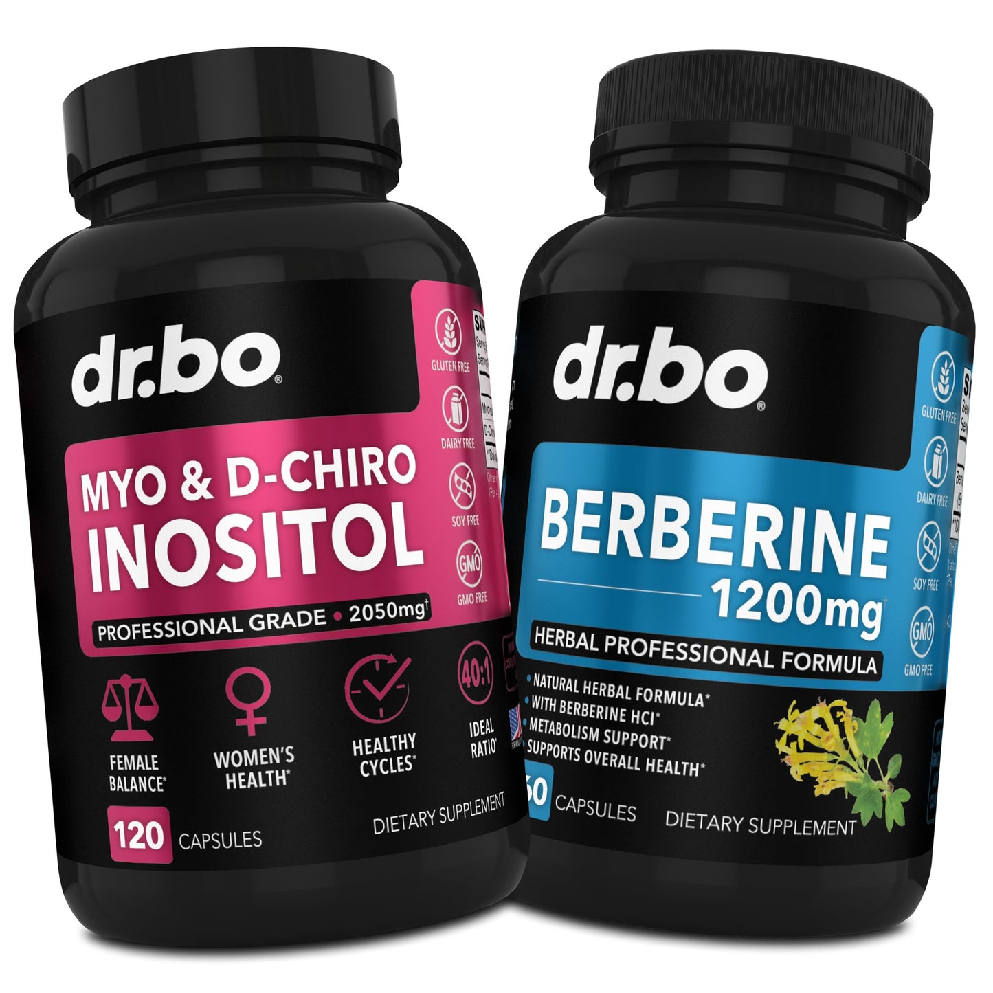 DR. BO Myo-Inositol & D-Chiro Inositol & Berberine Capsules, 180 Capsules