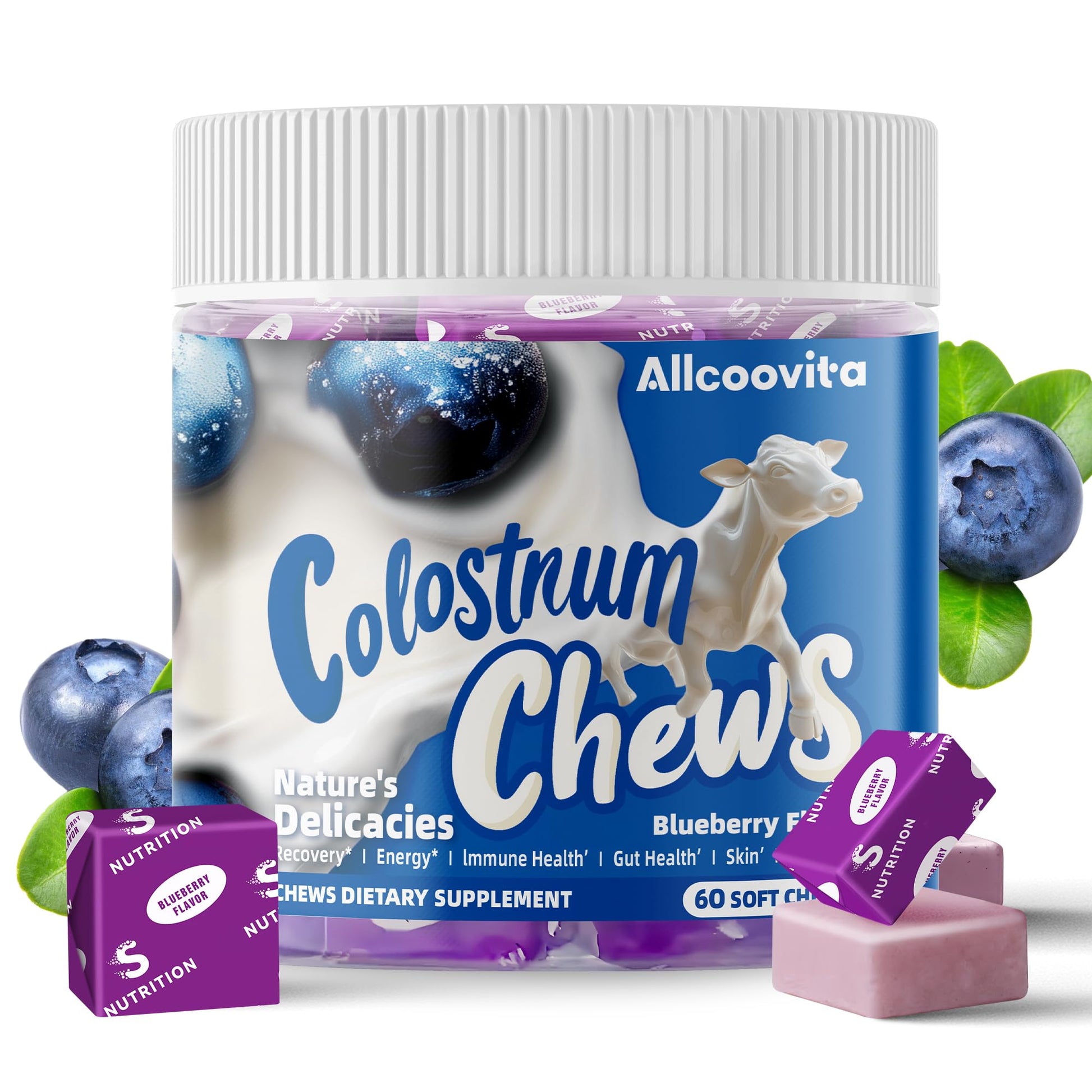 Allcoovita Bovine Colostrum Soft Chews, 60 Servings