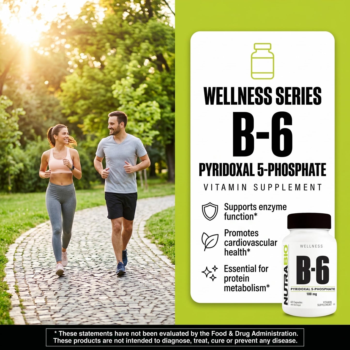 NutraBio Vitamin B6 P5P (Pyridoxal 5-Phosphate) Vitamin B6 100mg per Serving, 60 Capsules