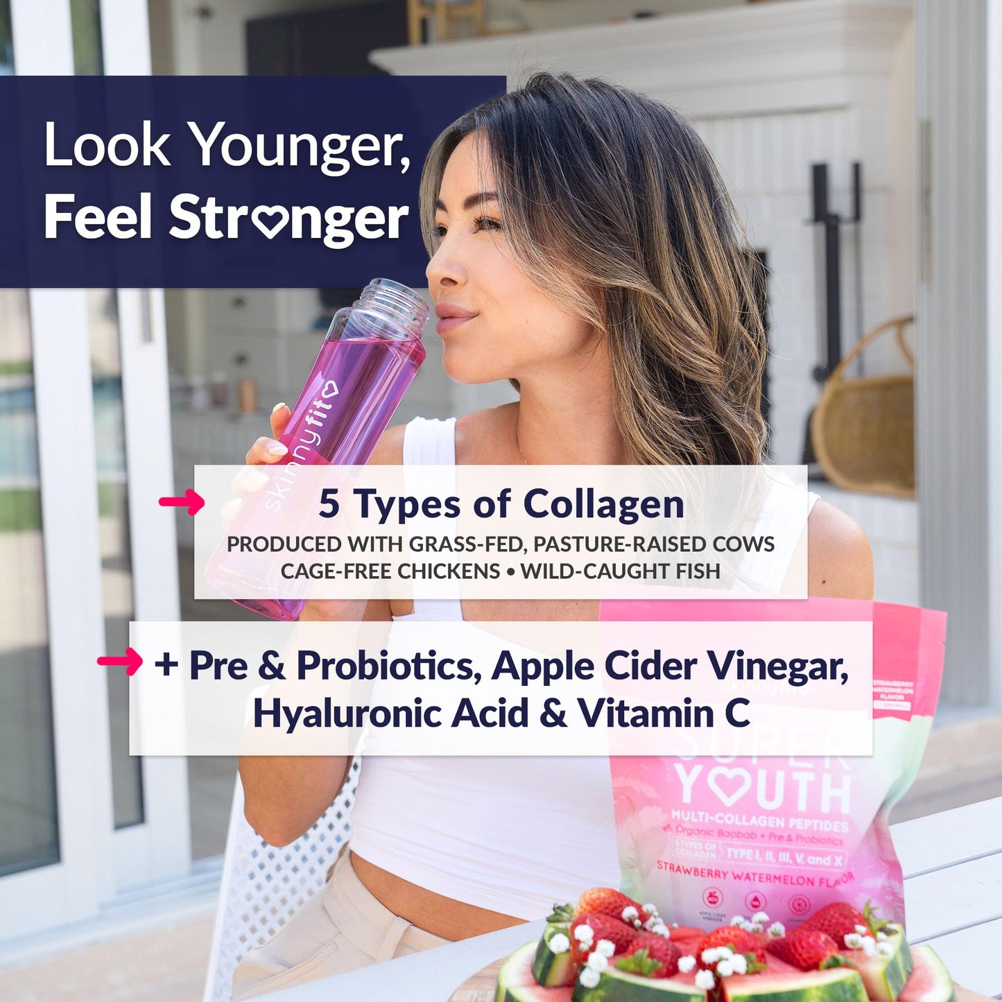 SkinnyFit Super Youth Collagen for Women Multi Collagen Peptides Powder 10.9 Ounce