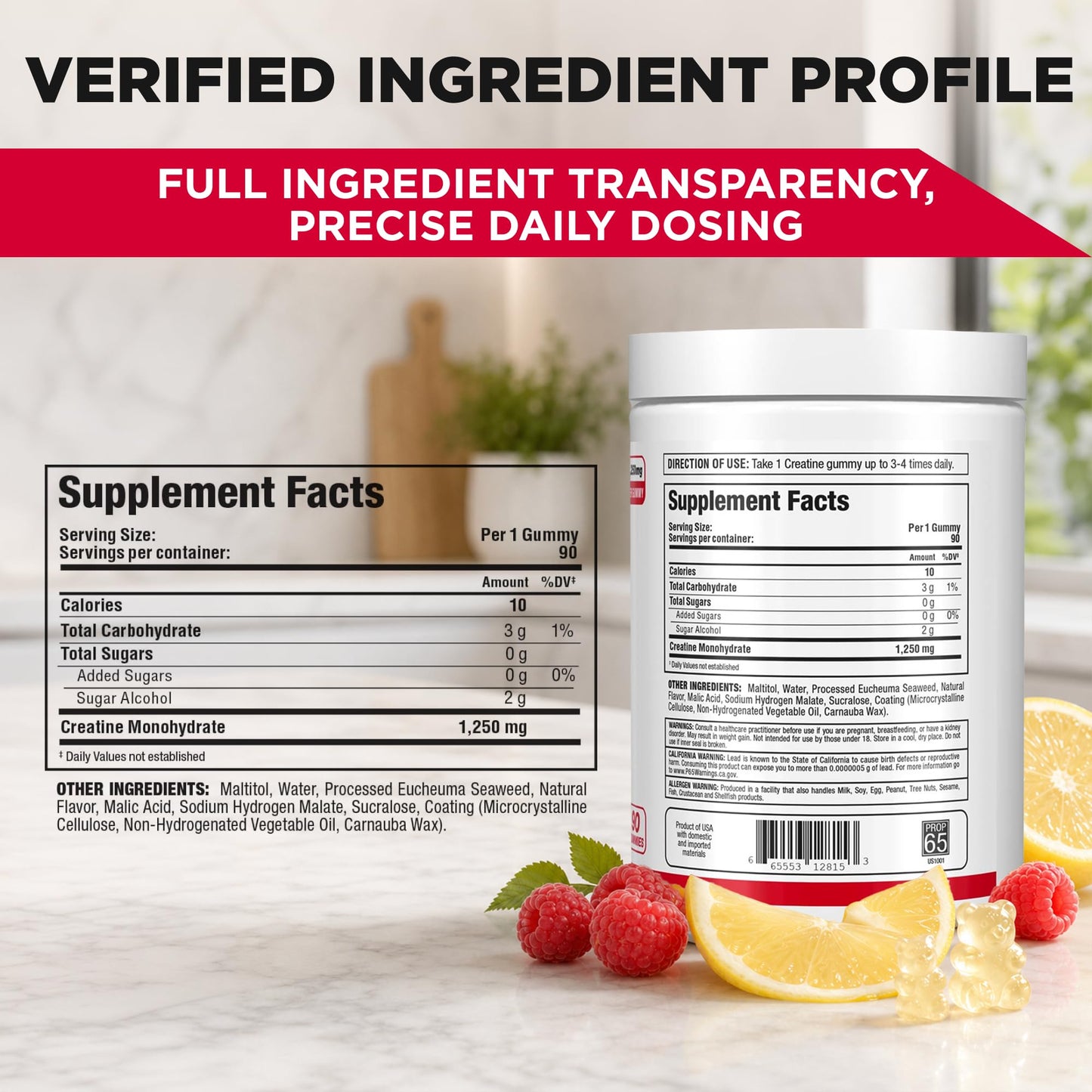 ALLMAX Creatine Gummies Raspberry Lemonade 1250 mg, 90 Gummies
