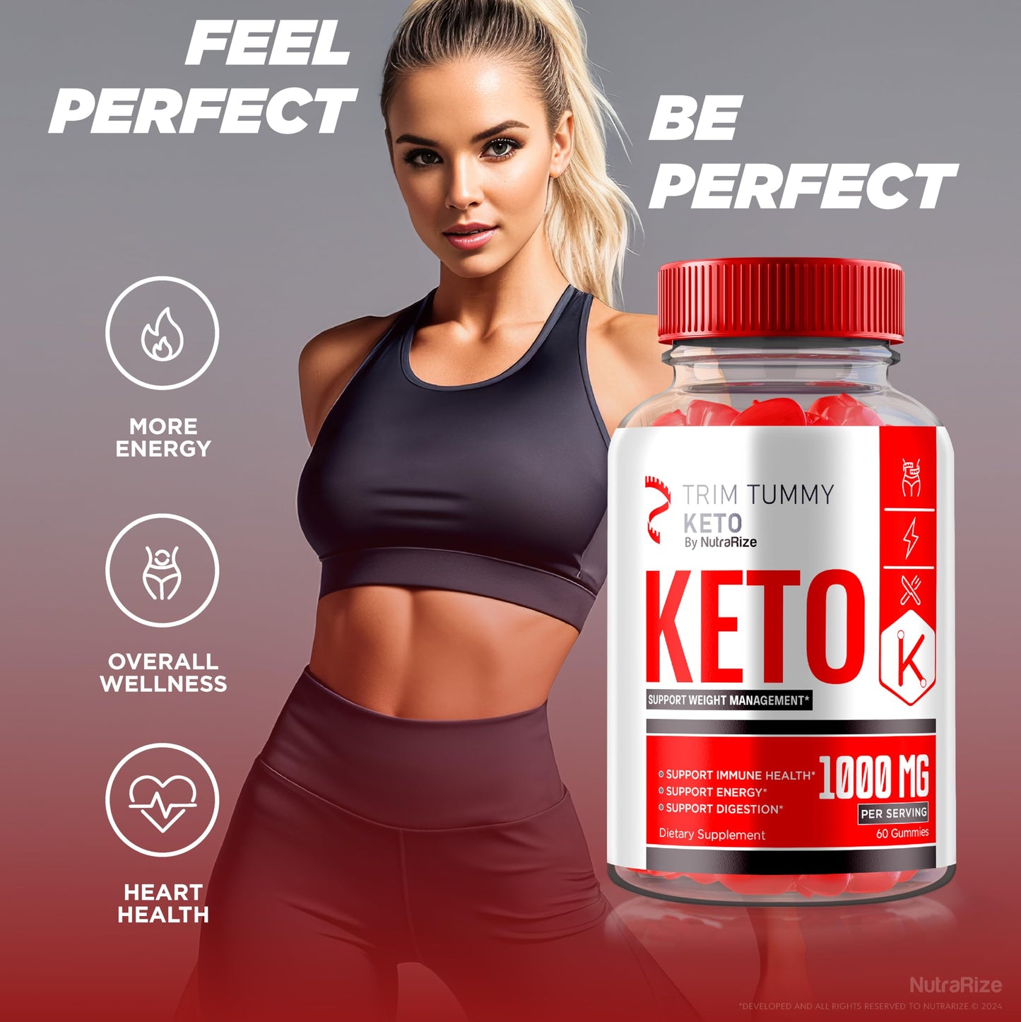 NutraRize Trim Tummy Keto Gummies, 60 Gummies