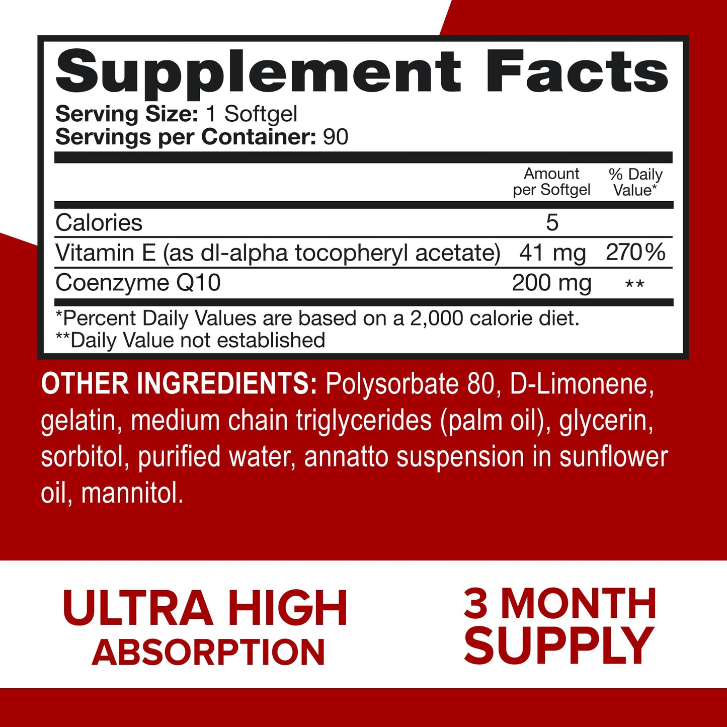 Qunol CoQ10 Softgels 200mg, Ultra High Absorption CoQ10 Supplement, 90 Count