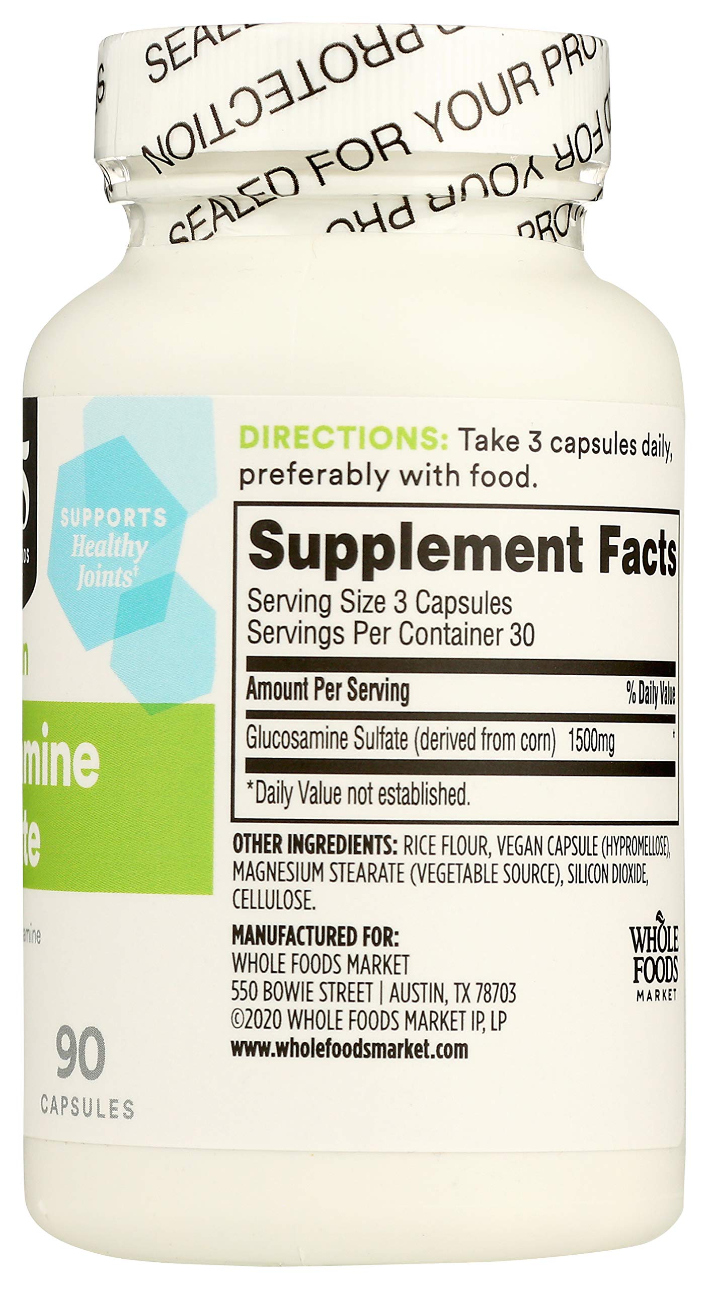 365 by Whole Foods Market Glucosamine Sulfate 1500 mg Capsules 180 Count