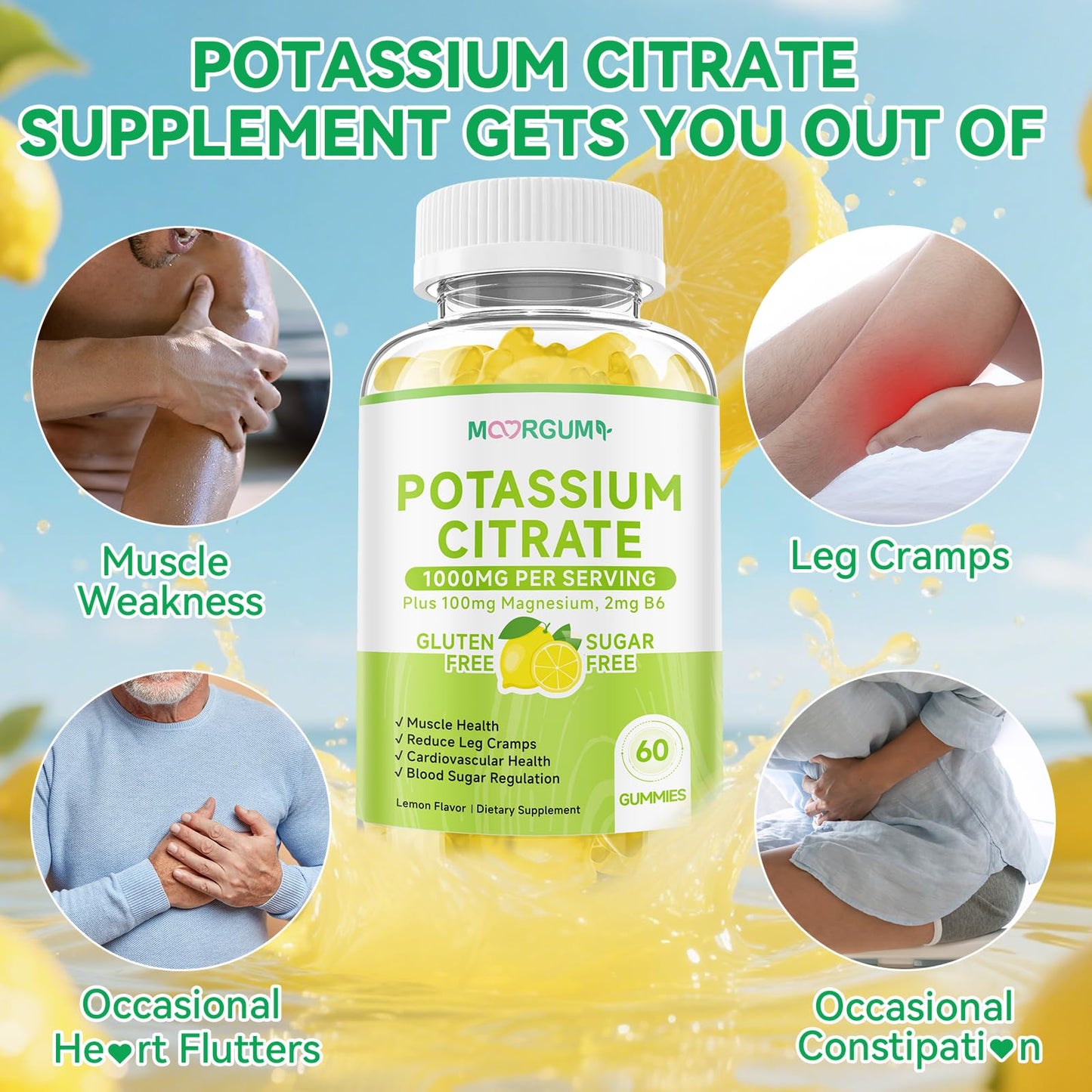 MOORGUMY Potassium Citrate 1000mg Gummies, 120 Count