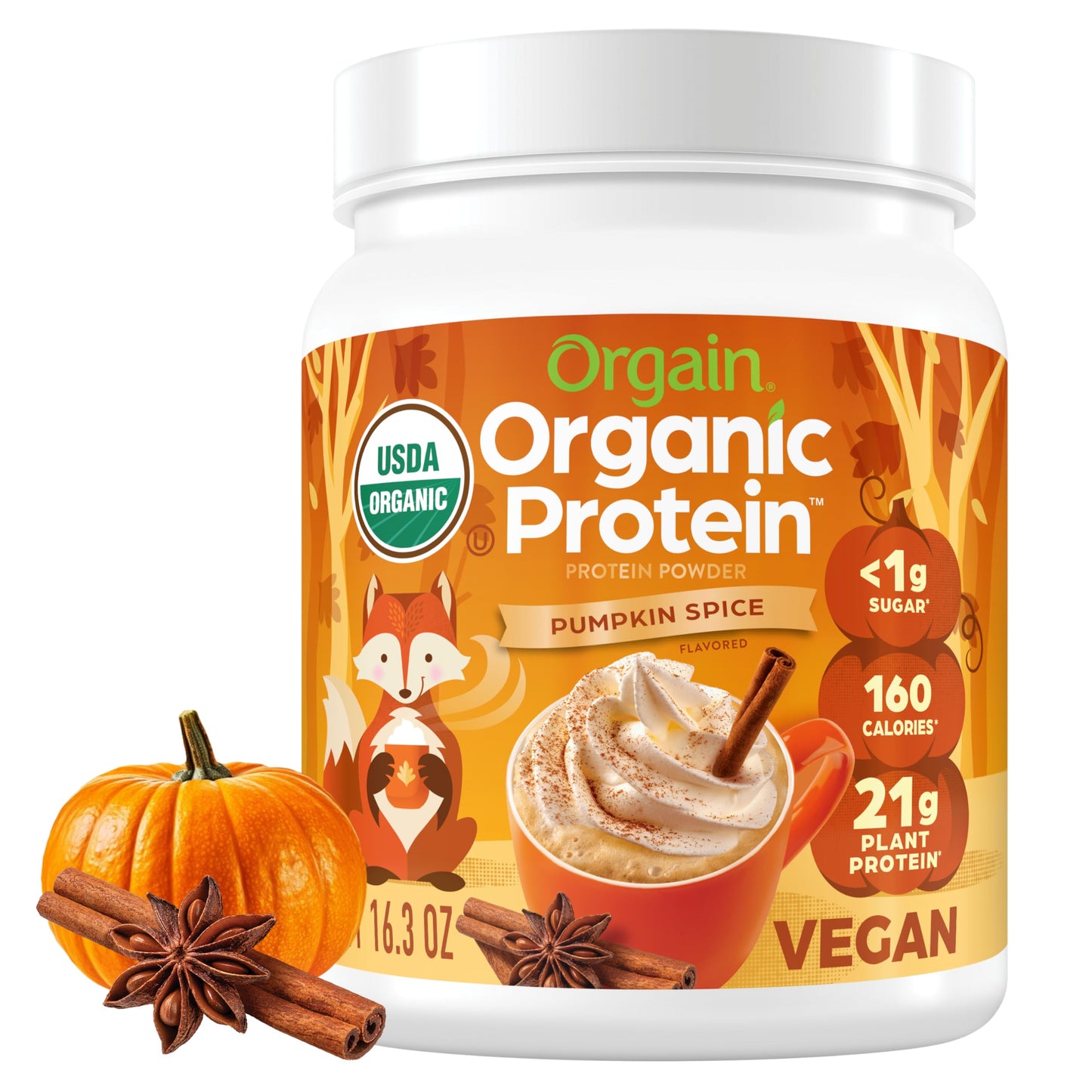 Orgain Organic Vegan 21g Protein Powder, 16.3 oz