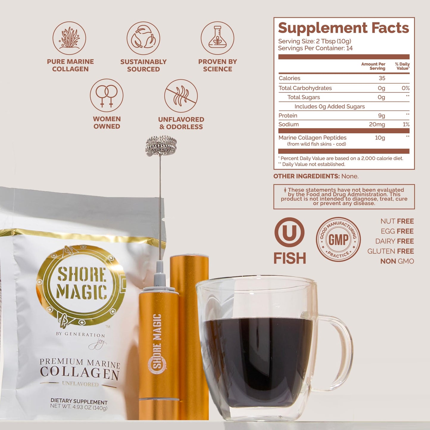 Shore Magic Marine Collagen Powder 4.93 Ounce