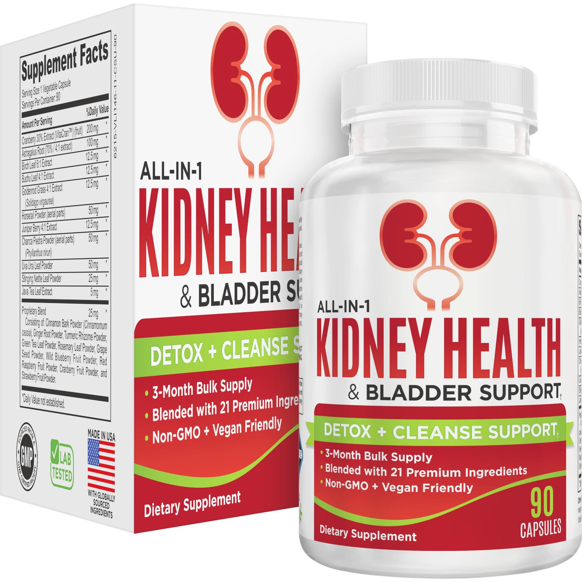 Elevate Recovery Supplements Kidney & Bladder Support 90 Capsules