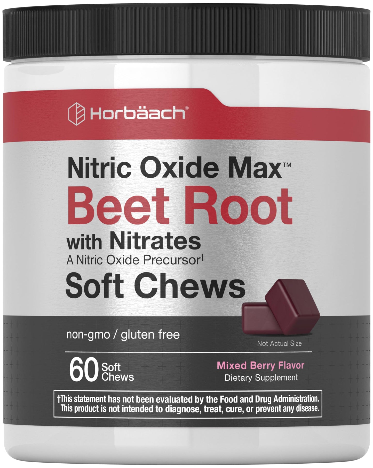 Horbäach Nitric Oxide Beet Root Soft Chews, 60 Count