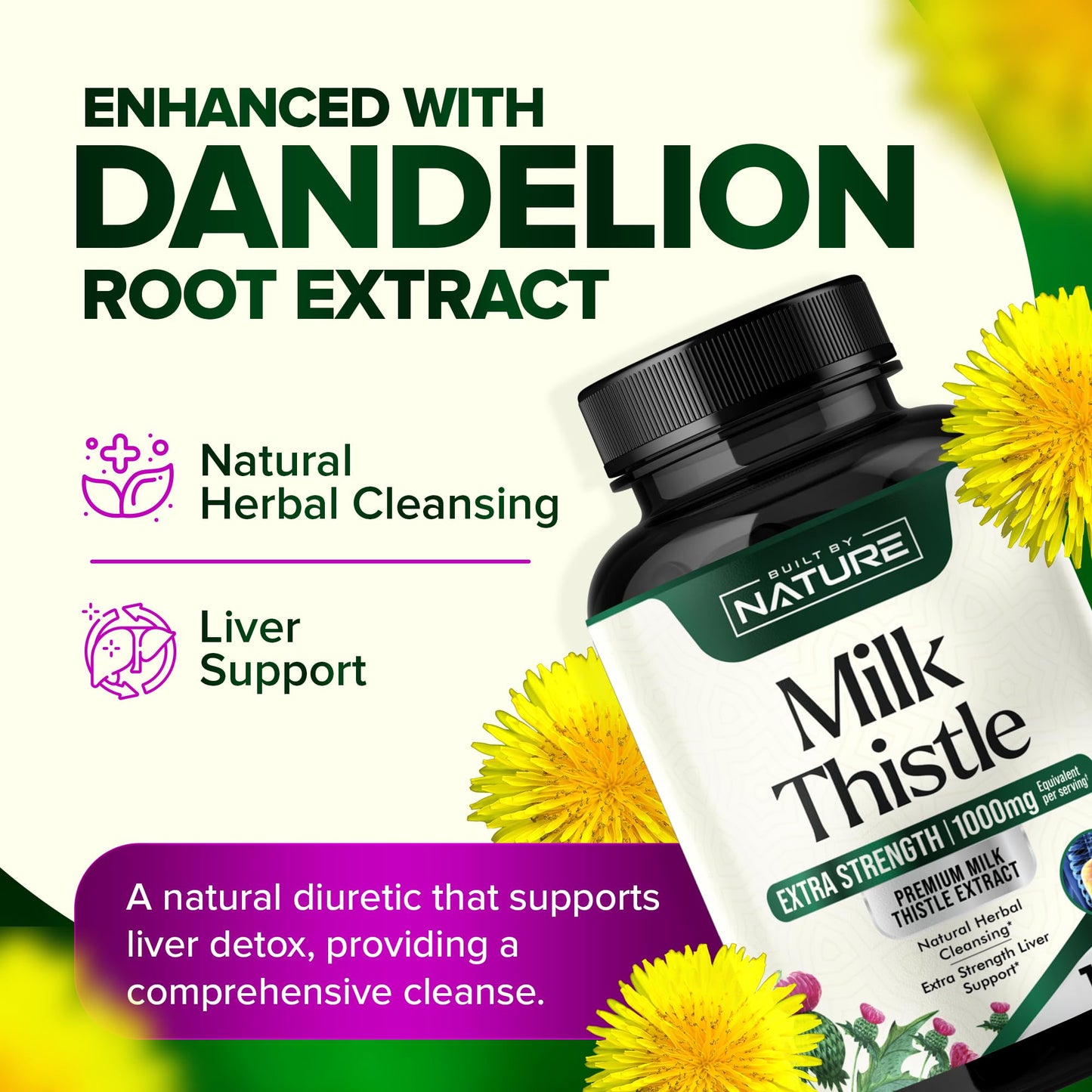 Built by Nature Milk Thistle Liver Detox Supplement Capsule 120 Count