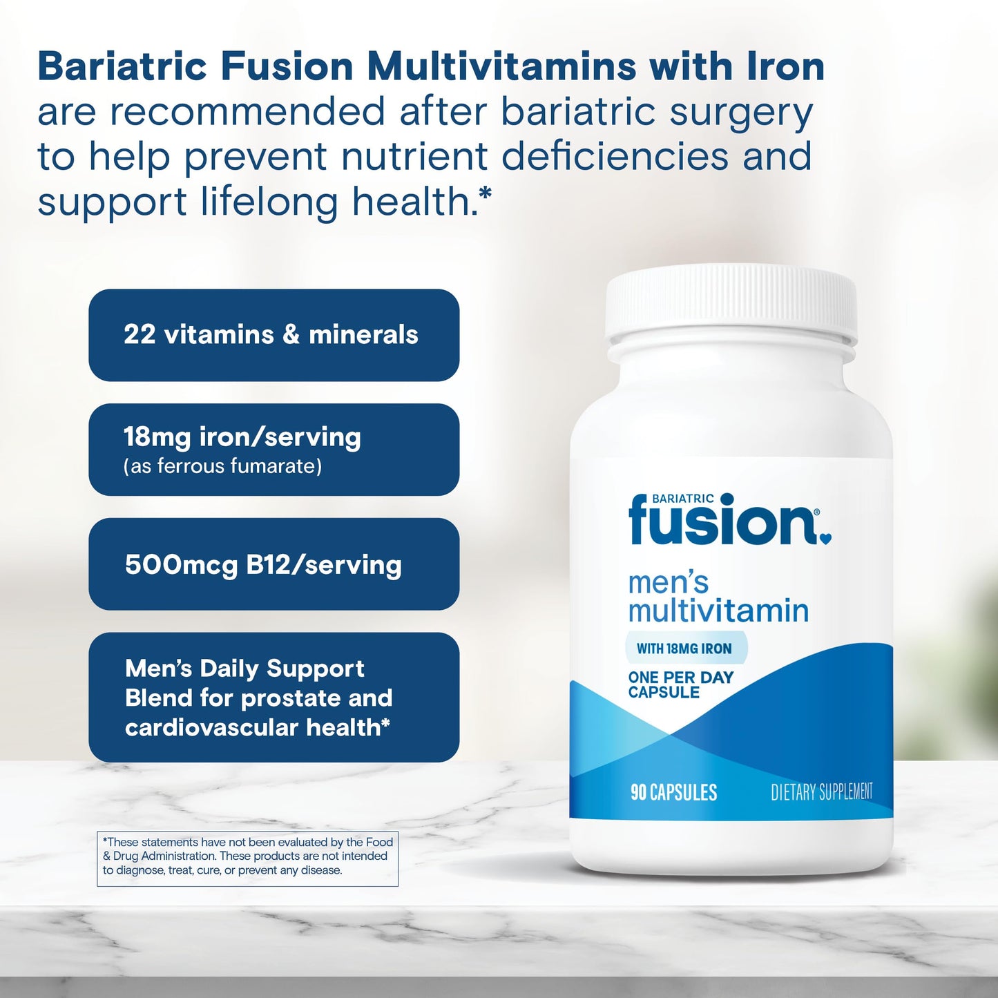 Bariatric Fusion One Per Day Bariatric Multivitamin with Iron for Men, 90 Capsules