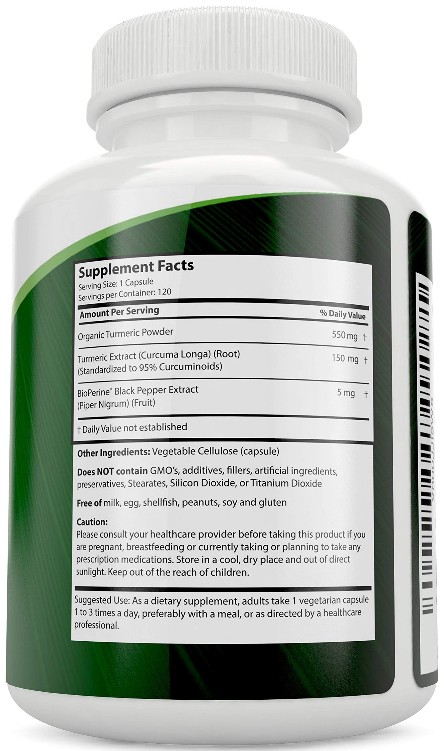Purely Holistic Turmeric Curcumin with BioPerine Capsules, 700mg per Capsule, 120 Capsules