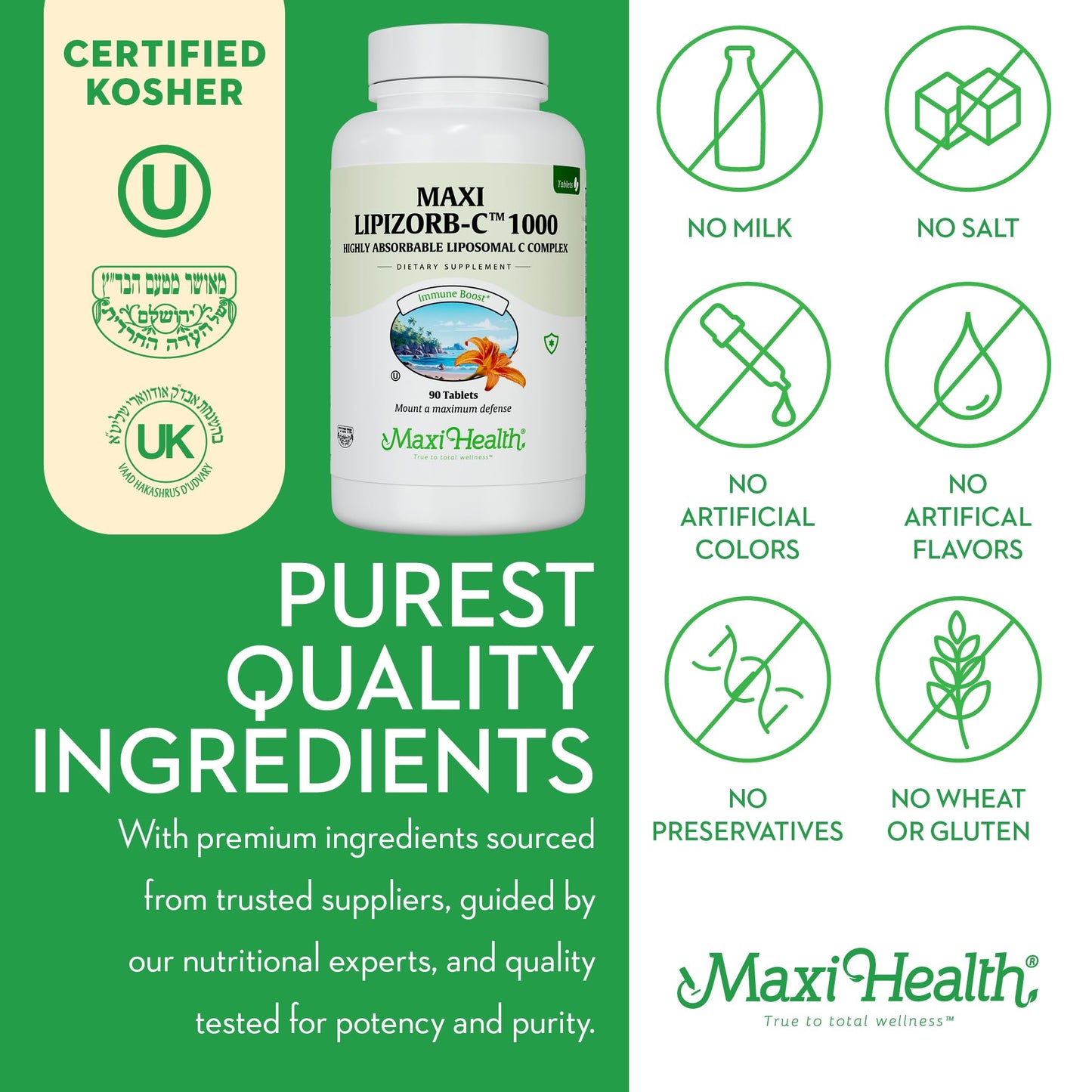 Maxi Health Liposomal Vitamin C 1000mg Capsules, 90 Count