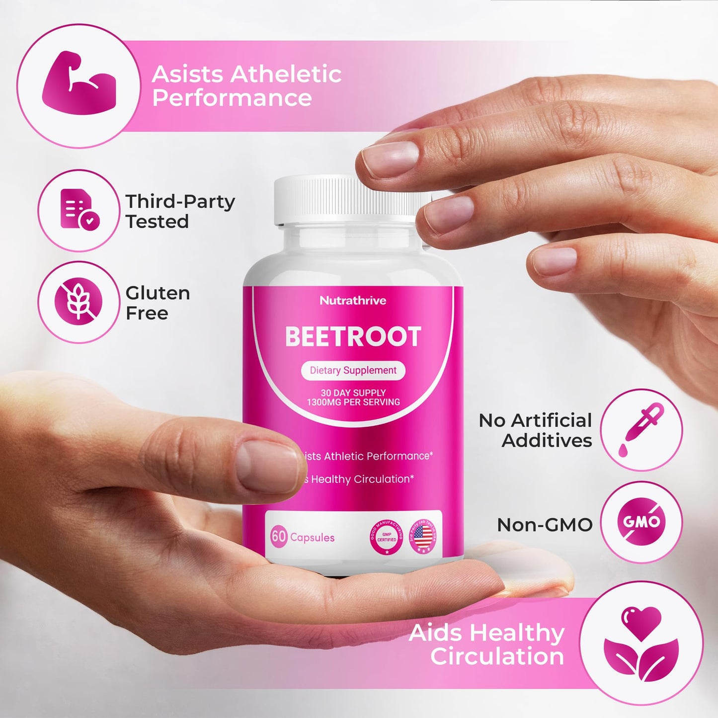 Nutrathrive Organic Beet Root Capsules 60 Count