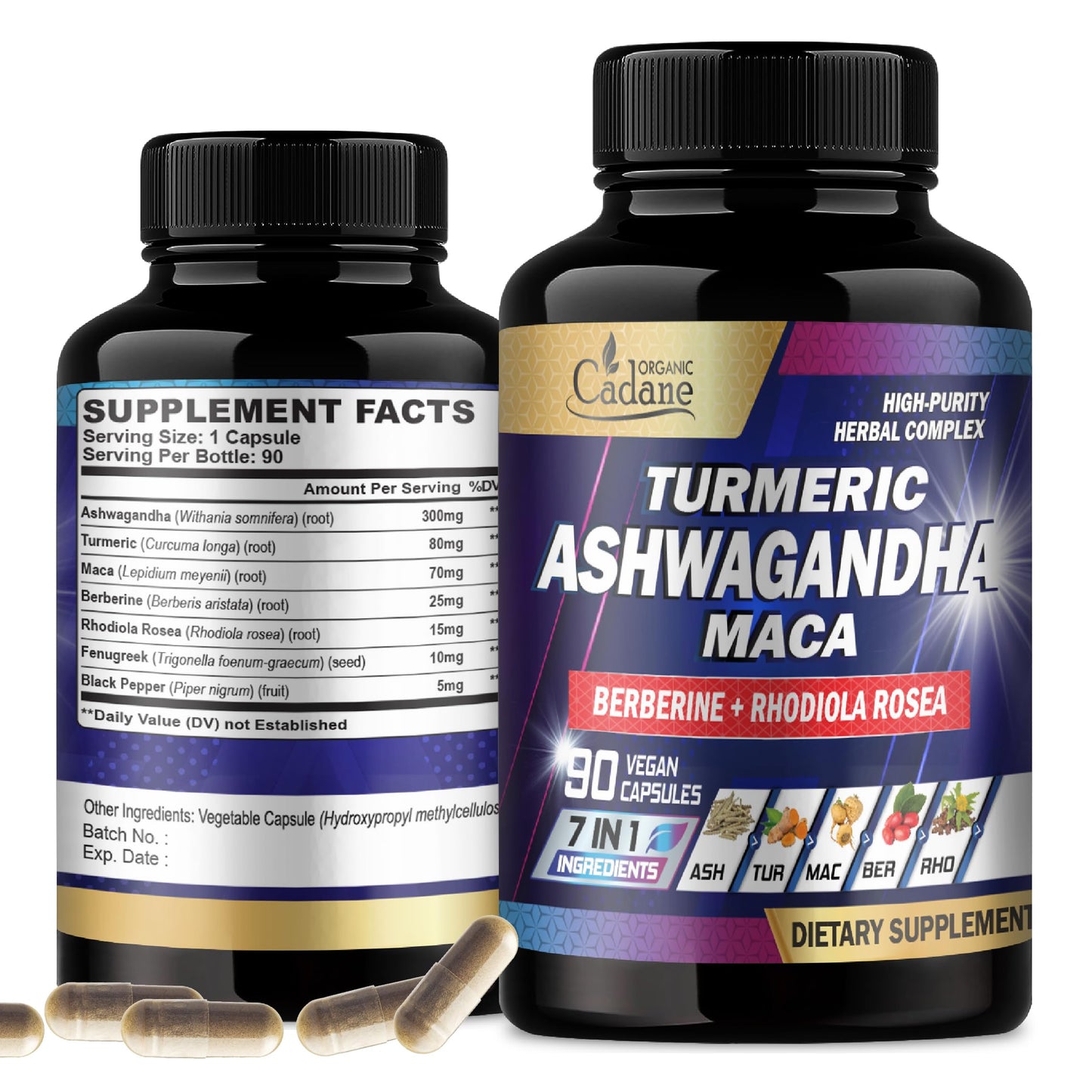 Organic Cadane Ashwagandha Supplements Capsule 90 Count