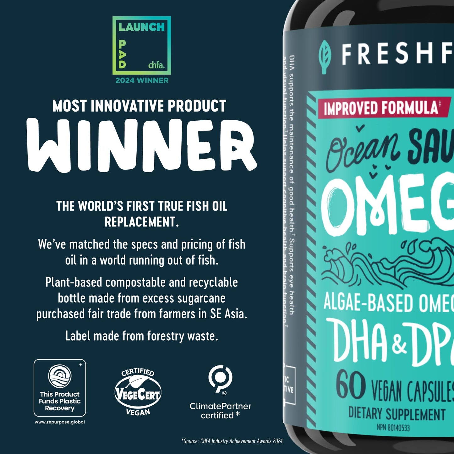 Freshfield Omega 3 DHA Supplements Softgel Capsules, 180 Count