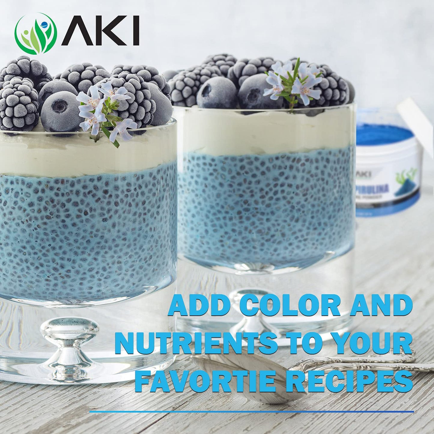 AKI ORGANIC E18 Grade Blue Spirulina Powder 2 oz
