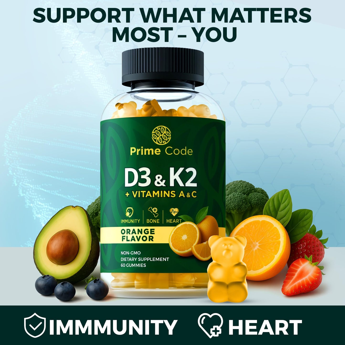 Prime Code Vitamin D3 K2 Gummies 60 Count