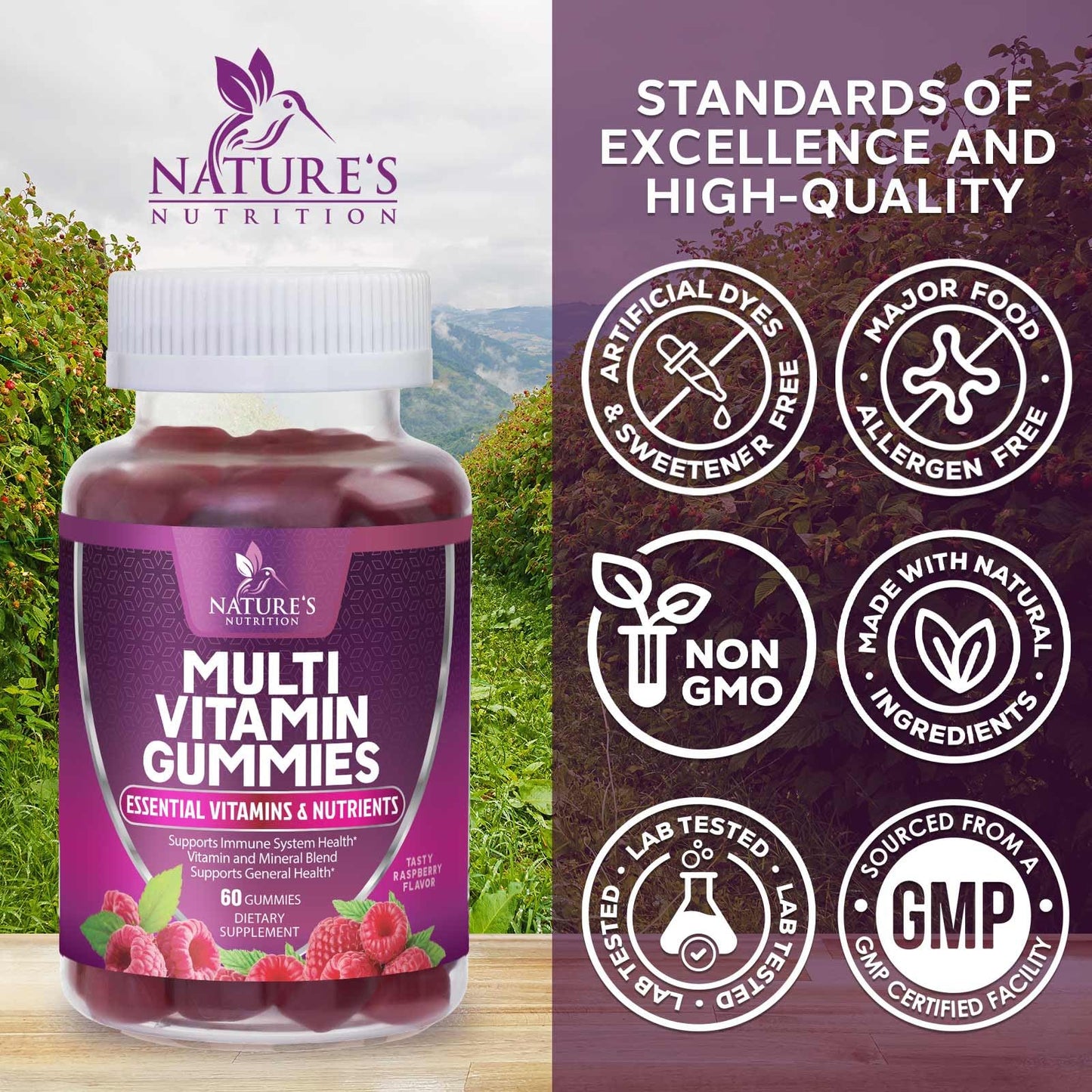 Nature's Nutrition Multivitamin Gummies for Adults, 60 Gummies