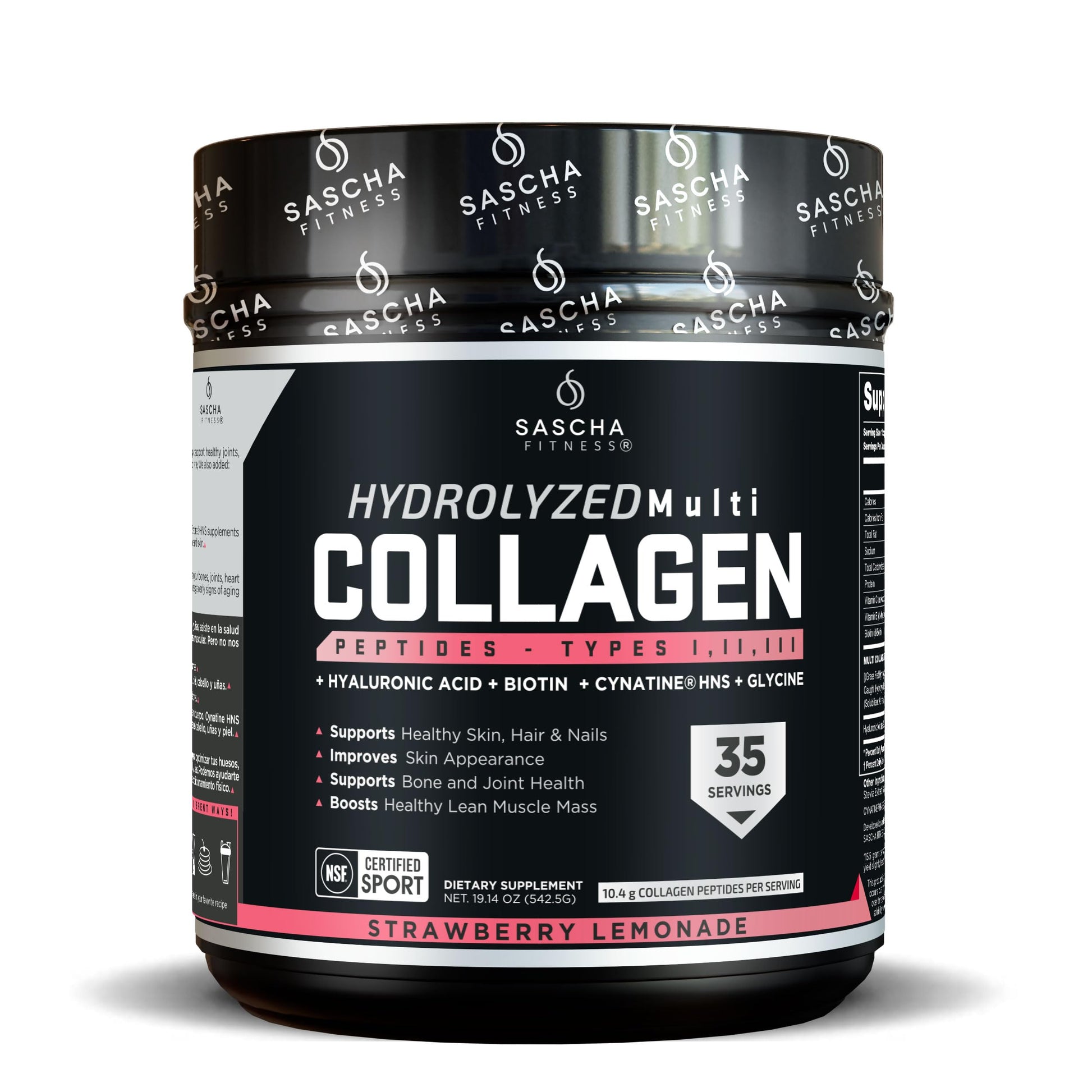 SASCHA FITNESS Hydrolyzed Multi Collagen Peptides Types 1, 2 & 3 Powder 1.08 lb
