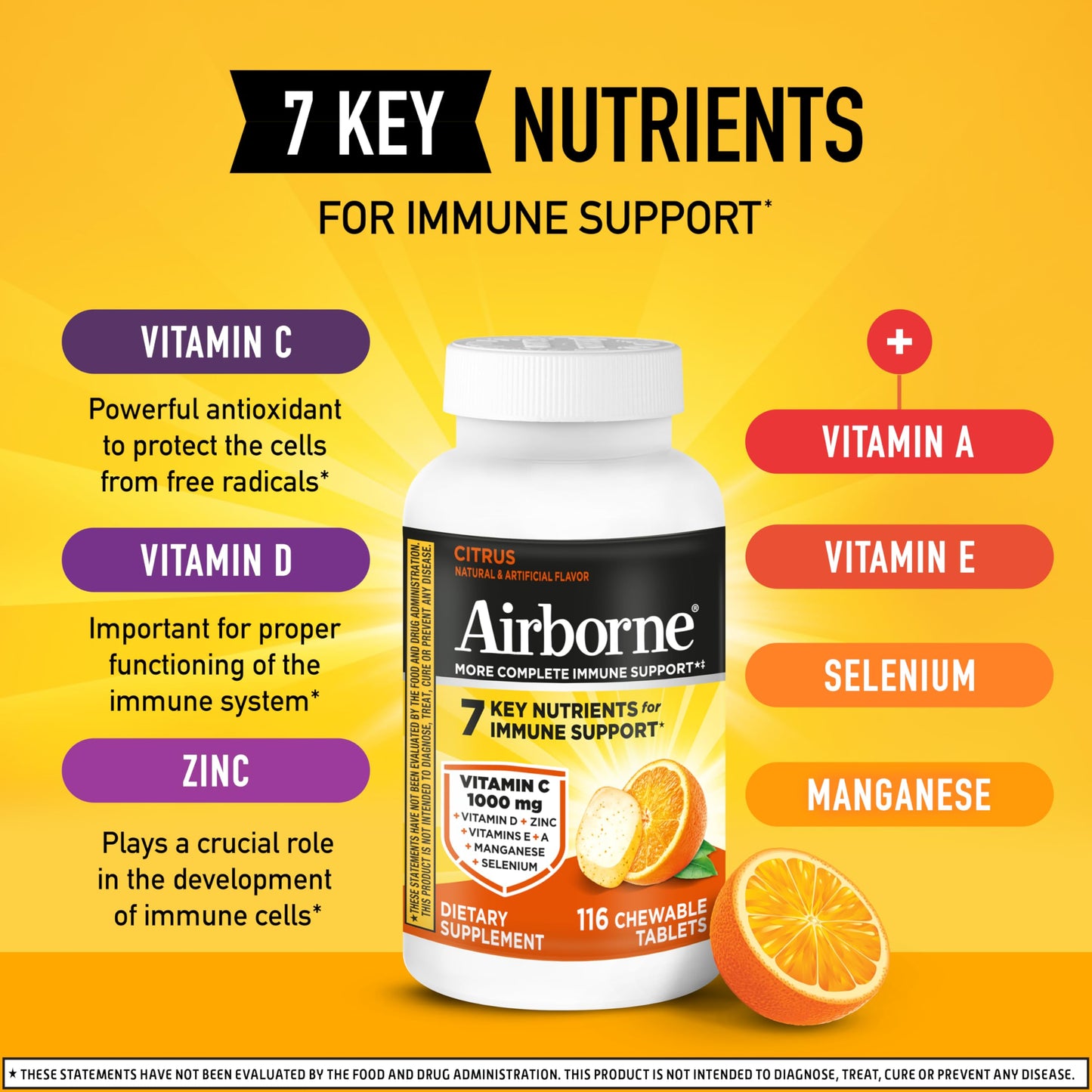Airborne Citrus Chewable Tablets 116