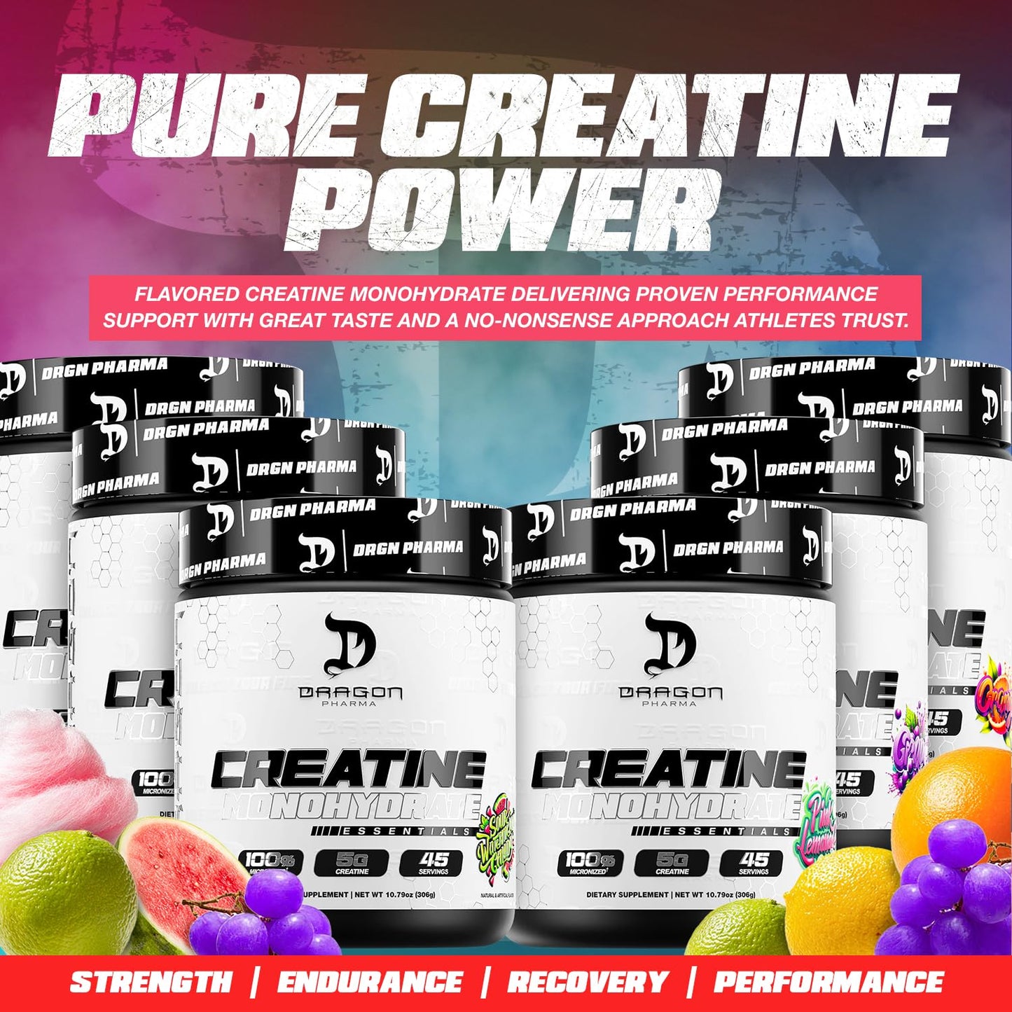 Dragon Pharma Flavored Creatine Monohydrate Powder 10.79 Ounce