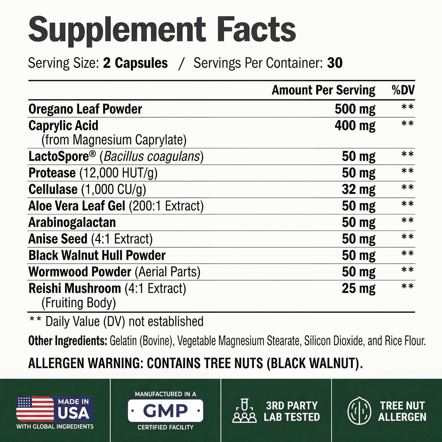 Vimerson Health Black Walnut Wormwood Candida Cleanse Capsules, 60 Count