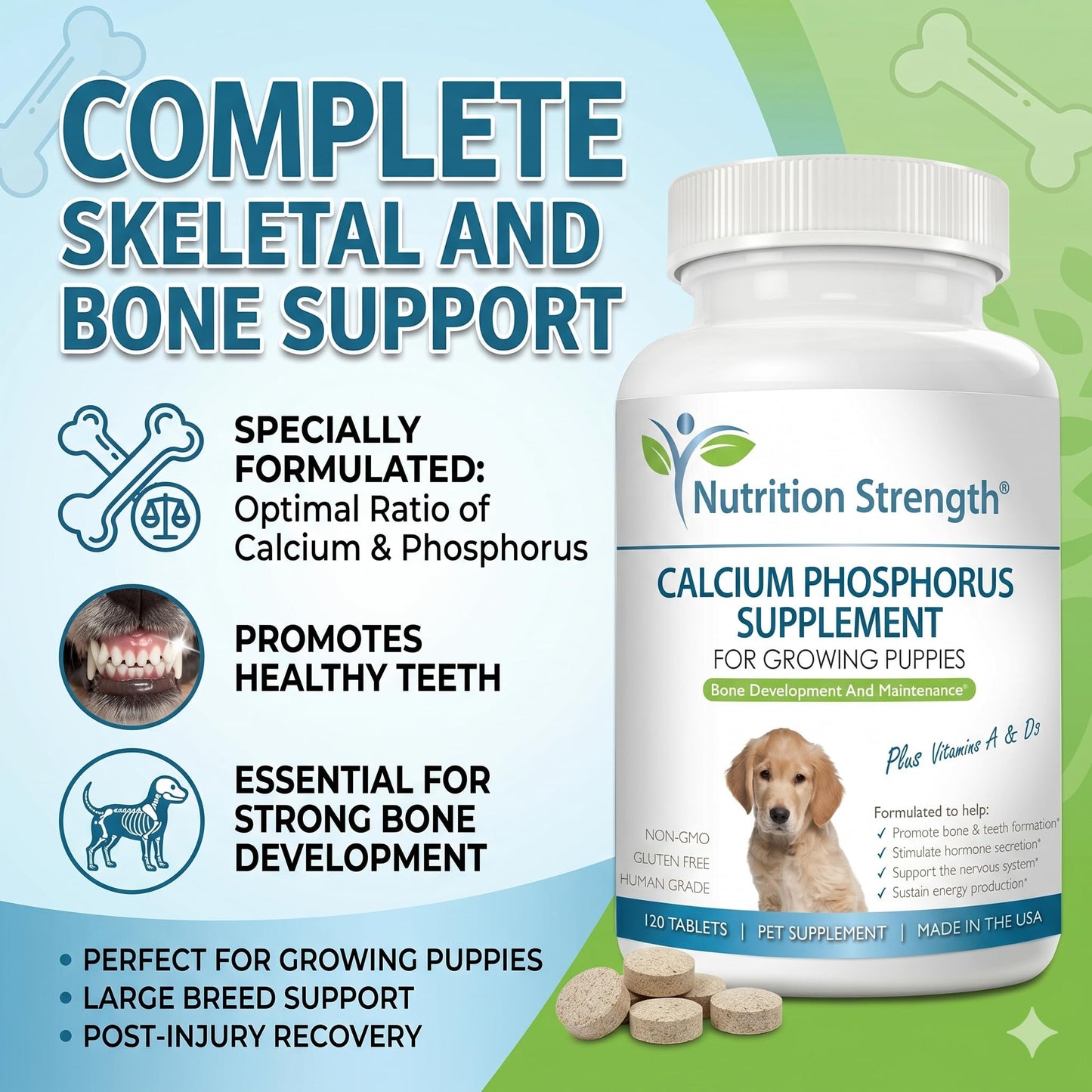 Nutrition Strength Calcium Phosphorus for Dogs 120 Tablets