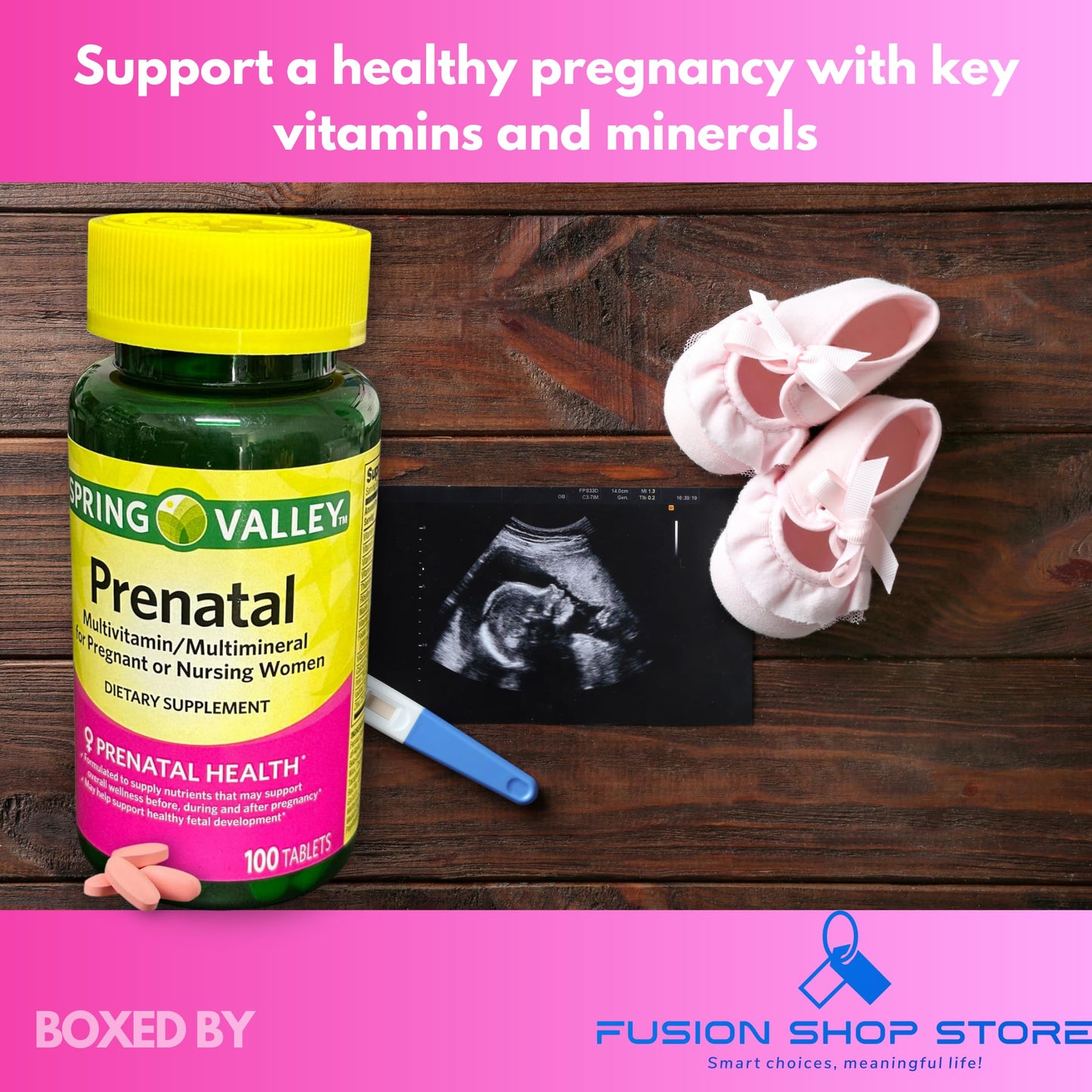 FUSION SHOP STORE Prenatal Vitamins Multivitamin Multimineral for Pregnant and Nursing Women Tablet, 100 Count