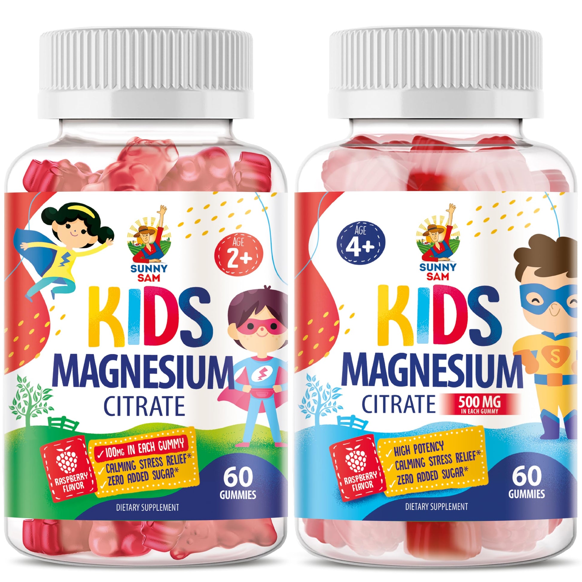 SUNNY SAM Magnesium Gummies for Kids & Adults - Calm Magnesium Chews - Magnesium Citrate Chewable Supplement for Mood & Muscle Support, 120 Gummies