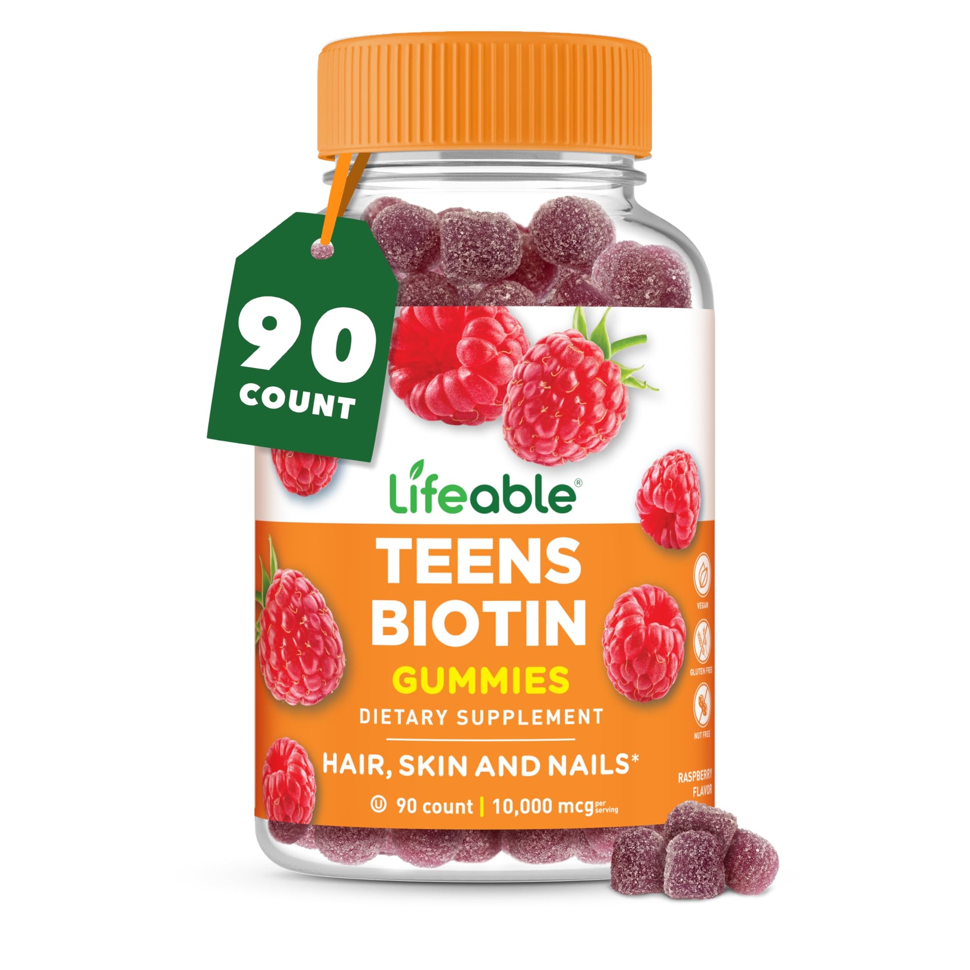 Lifeable Teens Biotin 10000mcg Gummies, 90 Count