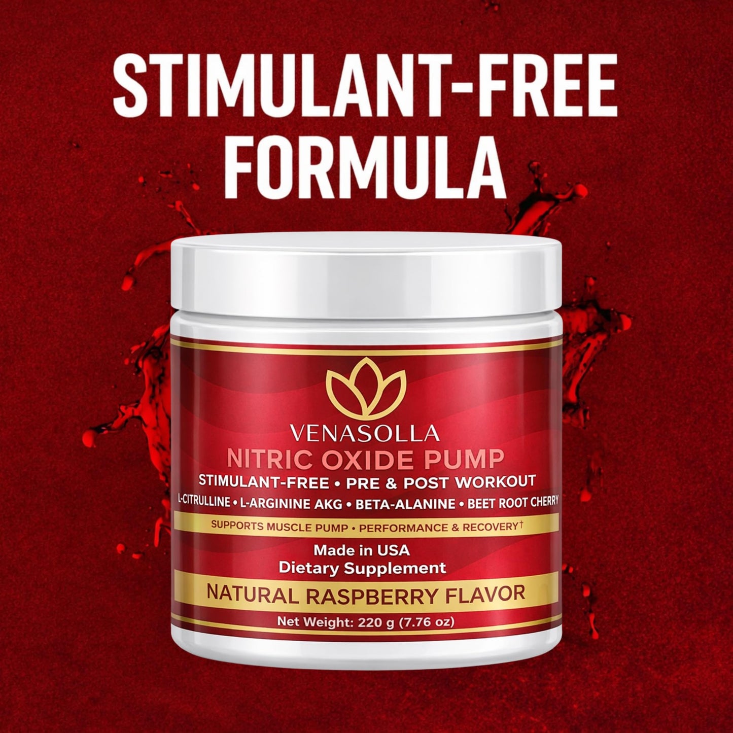 Venasolla Nitric Oxide Pump Powder, 7.76 Ounce