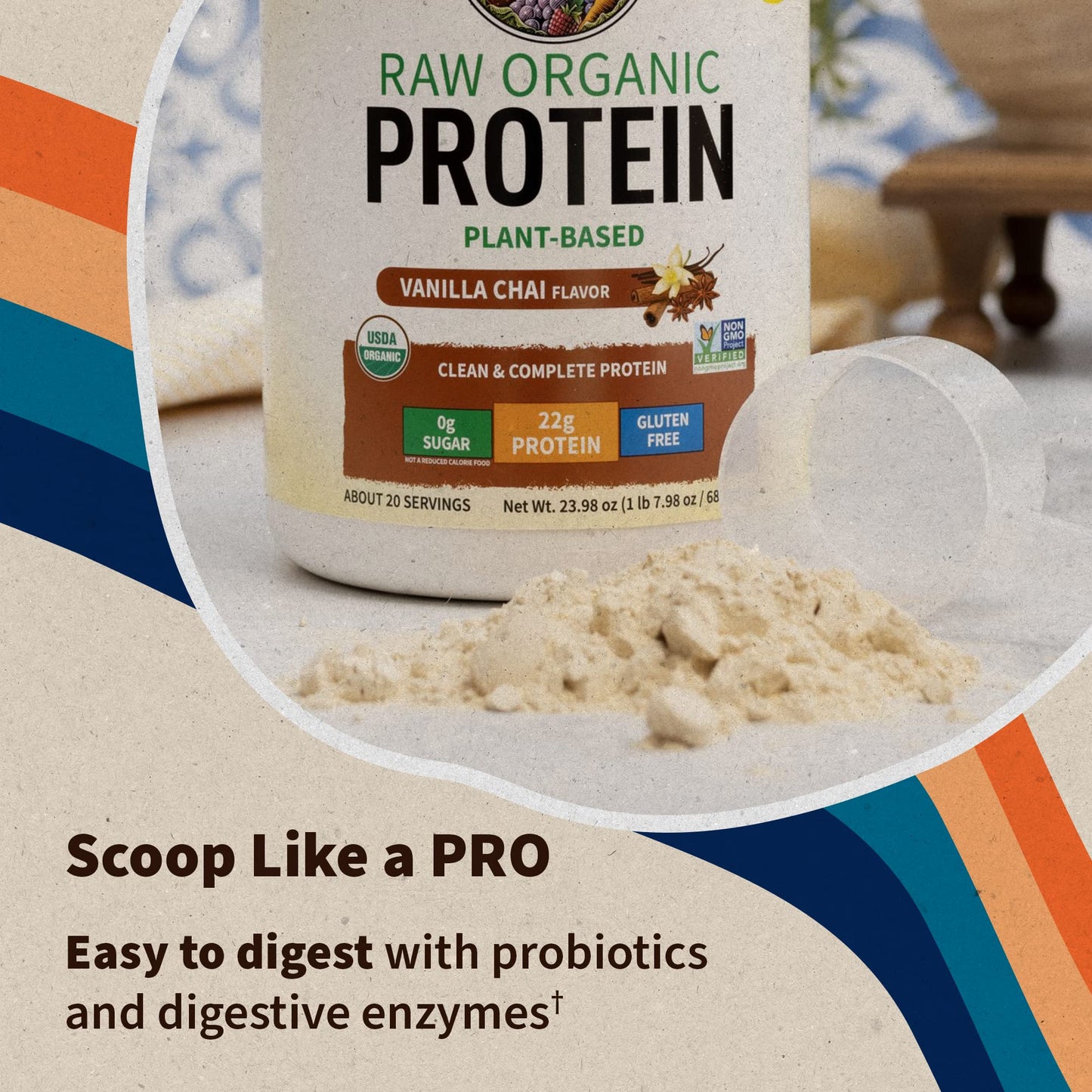 Garden of Life Organic Vegan Protein Powder Vanilla Chai, 20.5 oz
