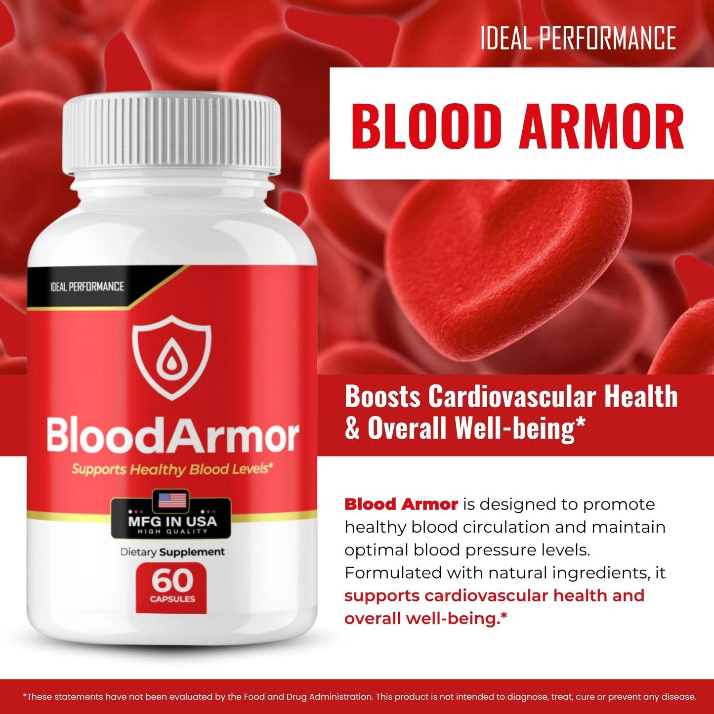 IDEAL PERFORMANCE BloodArmor Advanced Formula Blood Support Supplement, 120 Capsules