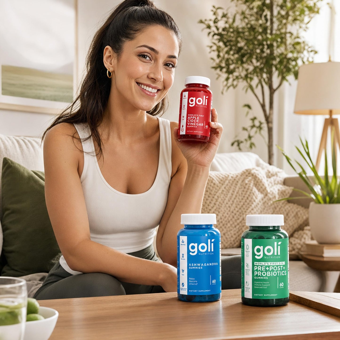Goli Power Wellness Trio for Stress, Gut & Immune - World's First 3-in-1 Pre, Post, Probiotic, Apple Cider Vinegar & Vitamin B12, Ashwagandha & Vitamin D Gummies, 60 Gummies