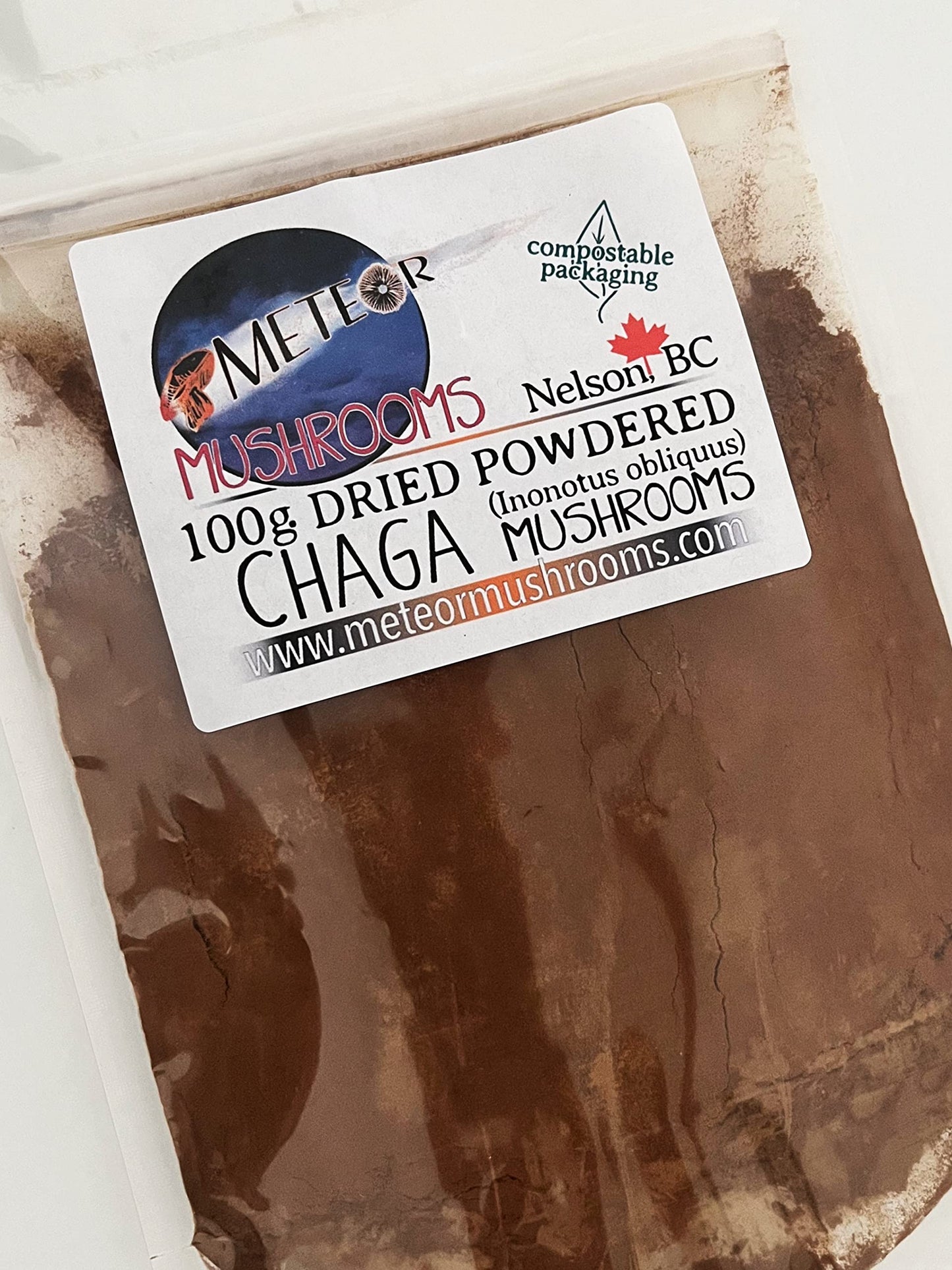 Meteor Mushrooms Chaga Mushroom Powder, 3.53 Ounce