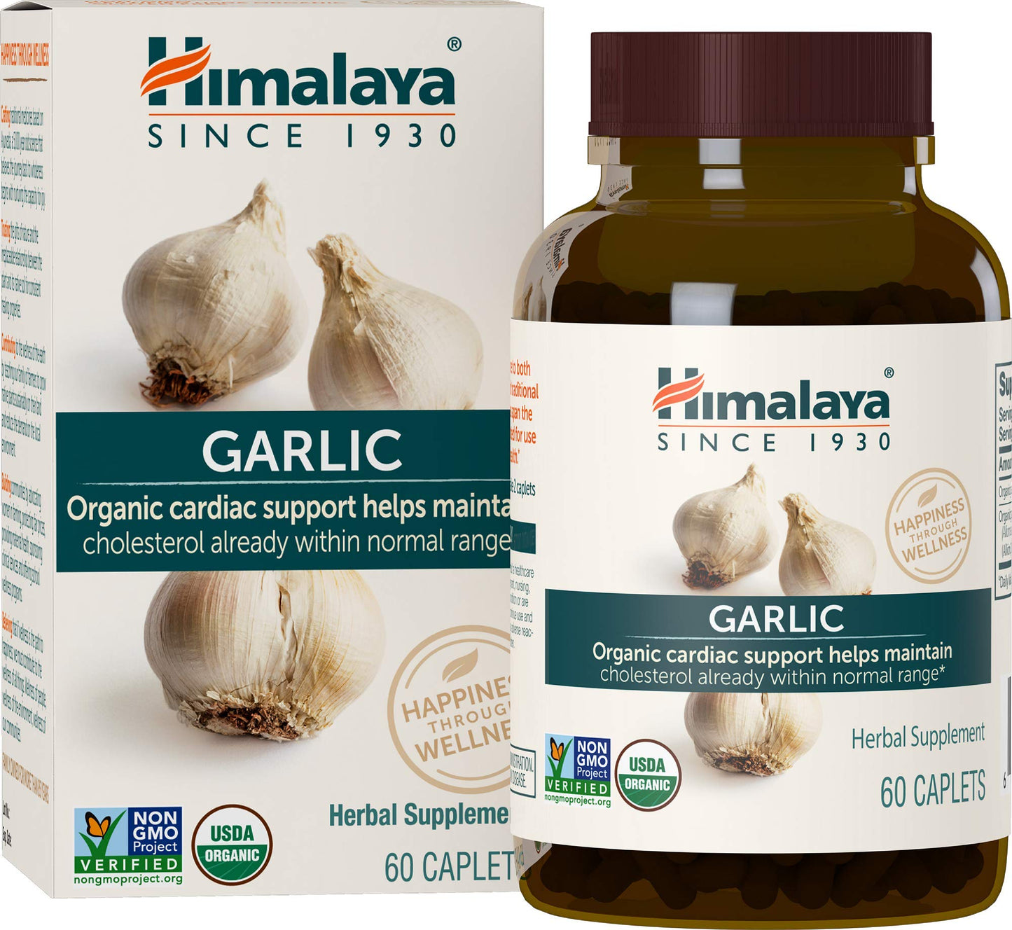Himalaya USDA Organic Garlic Supplements Capsule 60 Caplets, Pack of 2